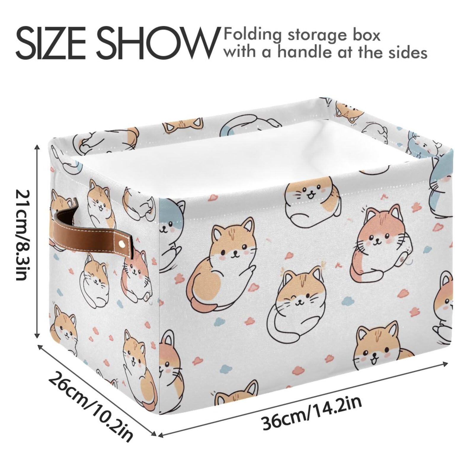 Foldable Canvas Storage Baskets with Handles - 2 Pack Rectangle Fabric Organizer Boxes for Clothes, Toys & Home Organization | Perfect for Bedroom, Closet, Office & Nursery Decor