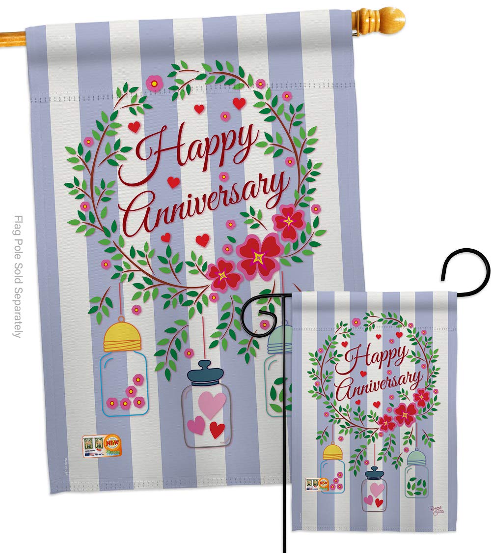 Happy Garden House Flags Set - Wedding Anniversary Decor for Yard & Party