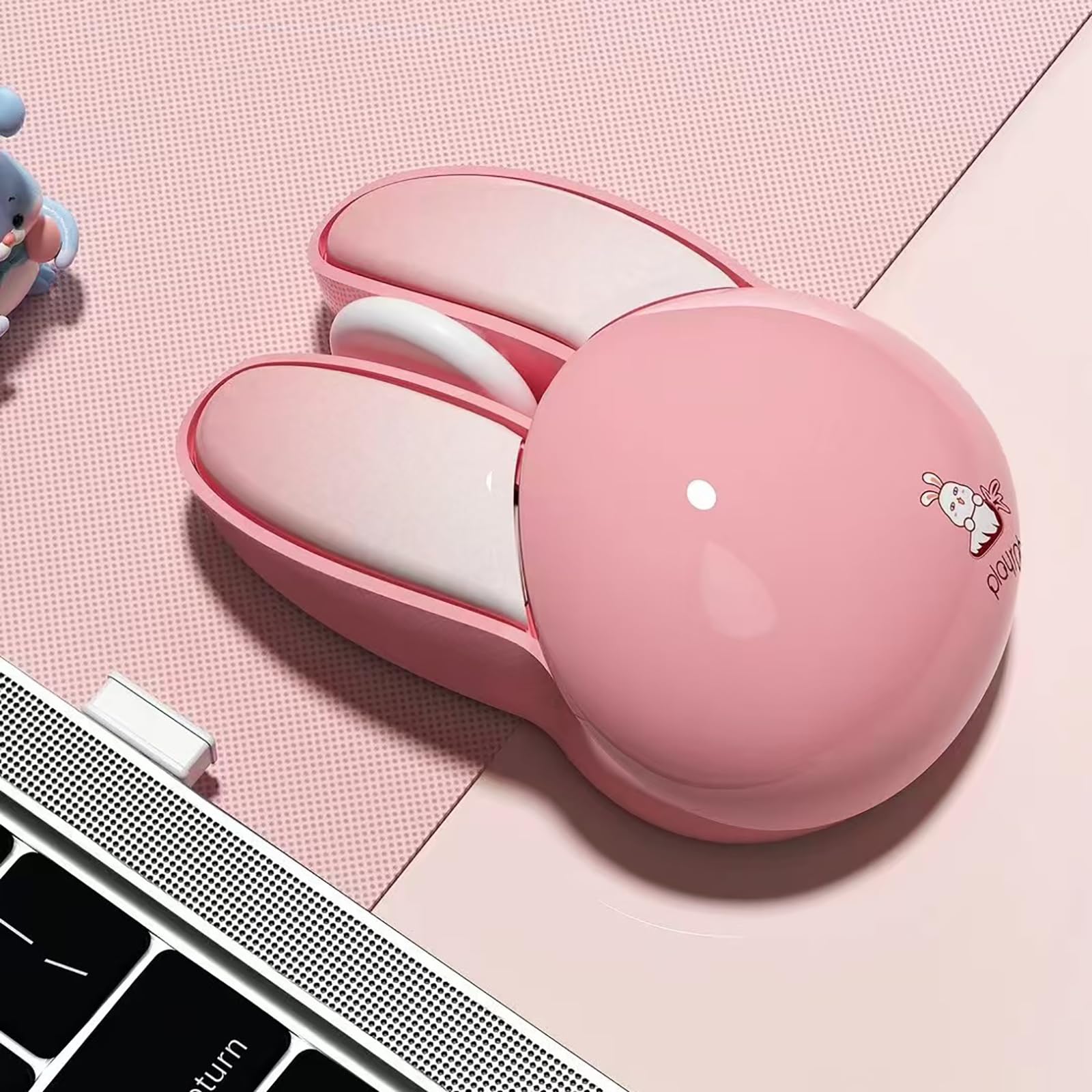 Cute Bunny Wireless Mouse - Lightweight Silent 2.4G Wireless Computer Mouse with Candy Colors, Kawaii Rabbit Design for Girls & Kids (Pink) - Perfect for School, Office, and Home Use