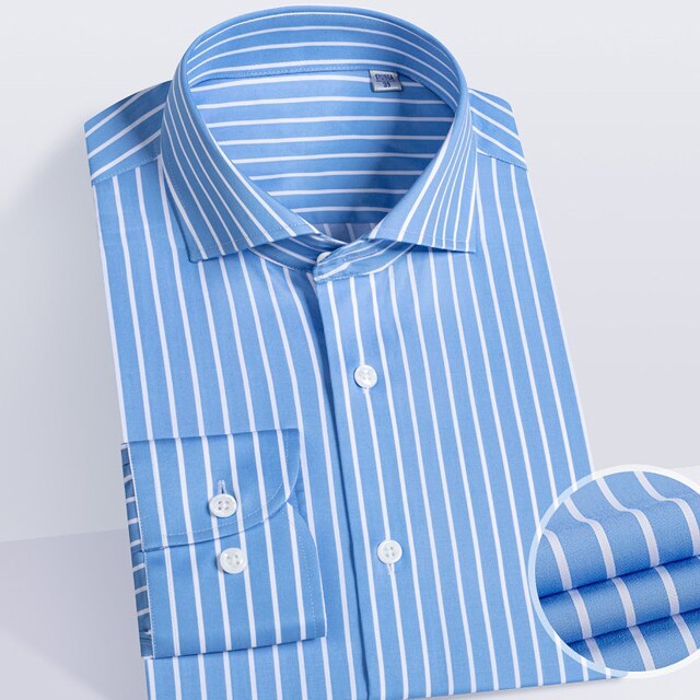 AntoniosClothing Professional Striped Long Sleeve Dress Shirt for Men - Perfect for Office Wear, Business Meetings & Formal Occasions