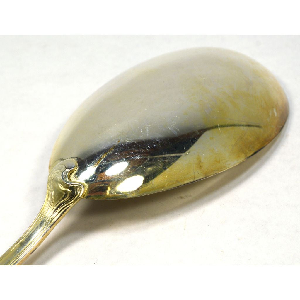 Antique ERCUIS Silver Plated French Oval Serving Spoon with Wave Pattern - Perfect for Elegant Dining, Tea Parties & Vintage Table Settings