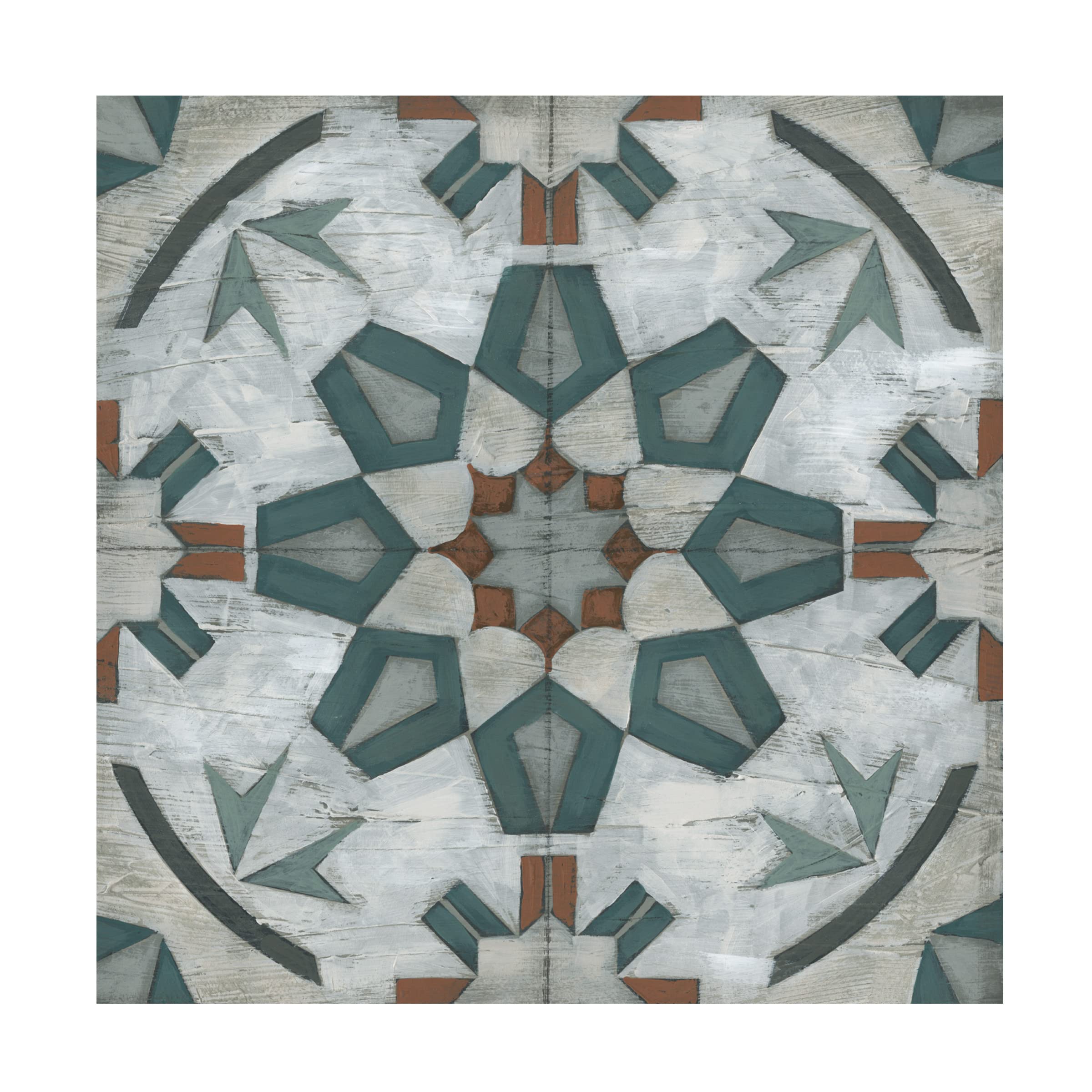 Trademark Fine Art 'Verdigris Tile I' Canvas Wall Art by June Erica Vess - 35x35 Inches, Modern Home Decor for Living Room, Bedroom & Office