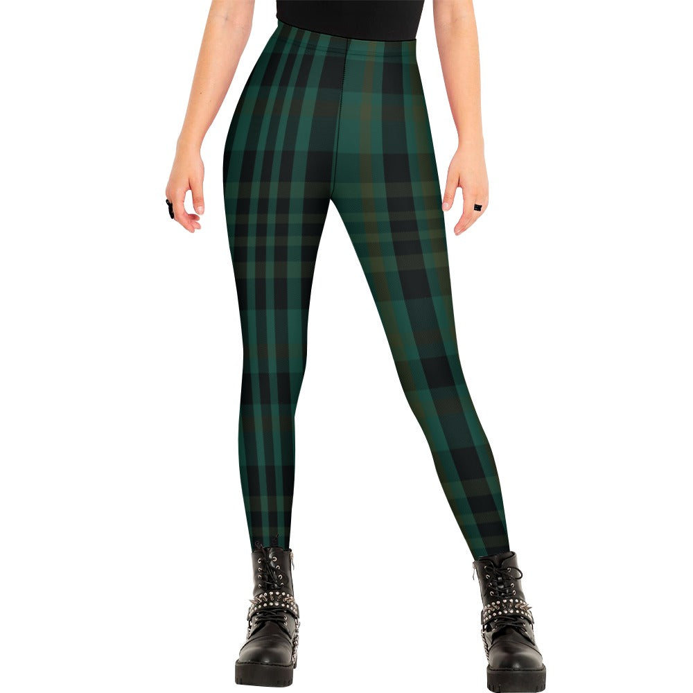 Stylish Green Plaid Leggings for Women - High Waisted Yoga Pants with Pockets - Soft Stretchy Comfortable Workout Leggings - Perfect for Yoga, Running, Gym & Casual Wear