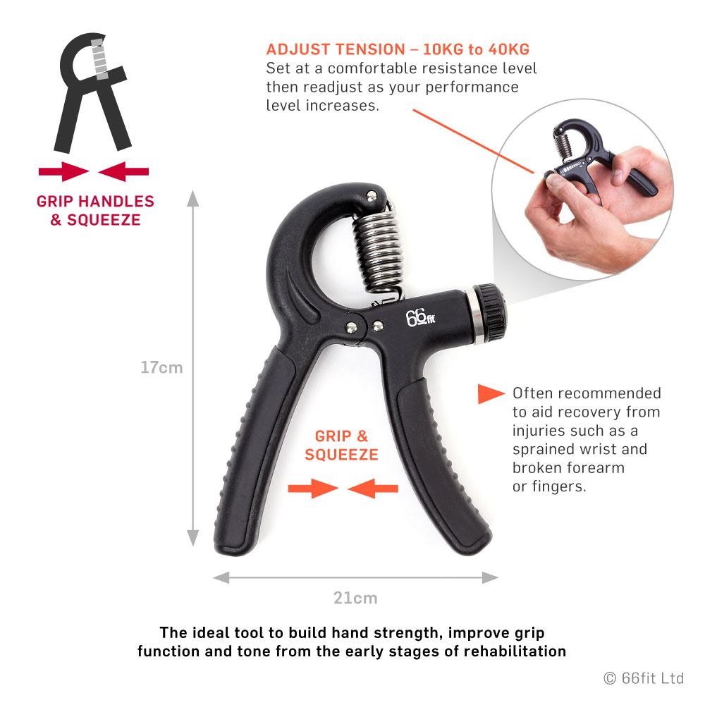 66Fit Adjustable Hand Grip Strengthener - 10-40kg Resistance for Home & Gym Workouts - Improve Grip Strength for Weightlifting, Rock Climbing & Rehabilitation