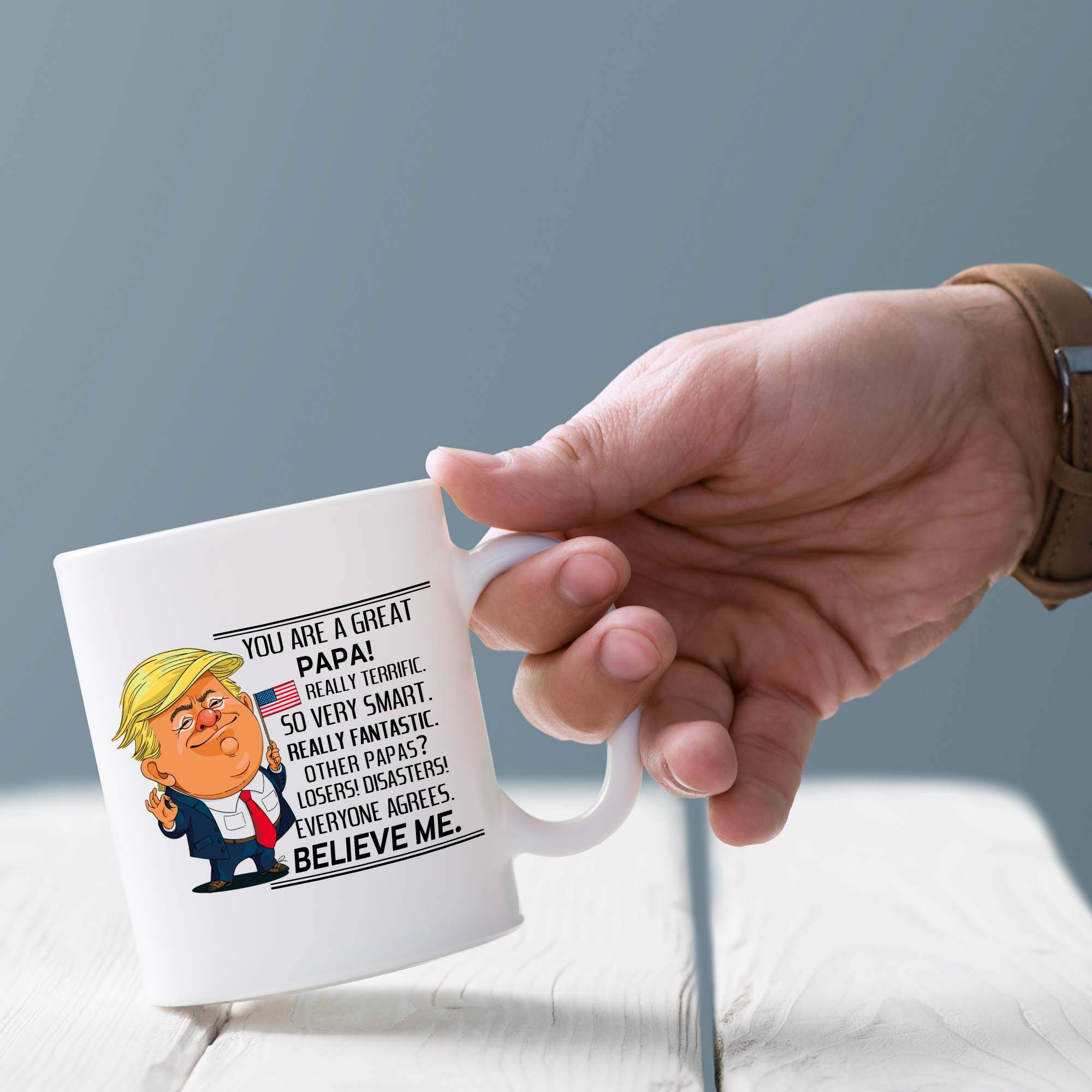 Funny 'You Are A Great Papa' Trump Mug - 11 oz Novelty Coffee Cup for Dad, Grandpa - Perfect Birthday Gift from Grandkids - Great for Father's Day, Retirement & Family Gatherings