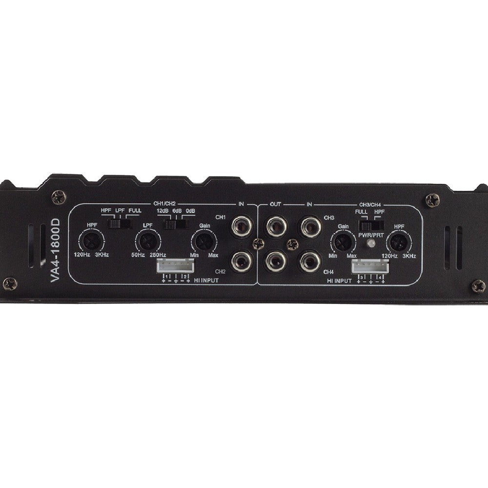 Power Acoustik VA4 1800D 1800W 4-Channel Car Amplifier - Class A/B Stereo Audio Amp for Car Audio System, Home Theater, and DJ Equipment - Perfect for Bass Boost and High-Performance Sound Systems