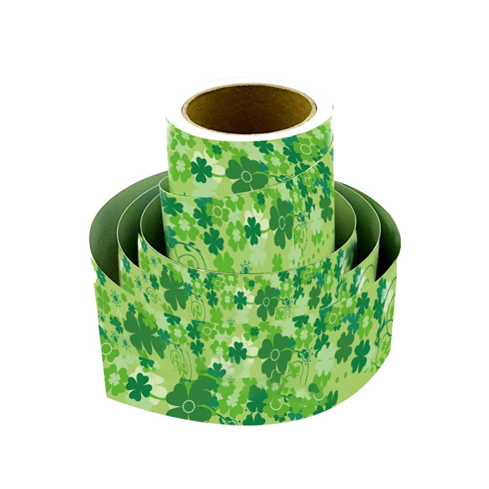 INOOMP 1 Roll St. Patrick's Day Clover Printed Self-Adhesive Stickers - Decorative Gift Wrapping Stickers for Party, Home Decor & Festival Celebrations - Perfect for DIY Crafts, Scrapbooking & Holiday Decorations