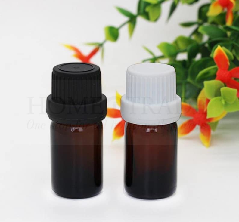 10ml Amber Glass Bottles with Autolock Black Cap - Essential Oil, Perfume, Medicine & Cosmetic Storage (Pack of 6) | Leakproof for Travel, DIY Blending & Ayurvedic Homeopathy Dispensing