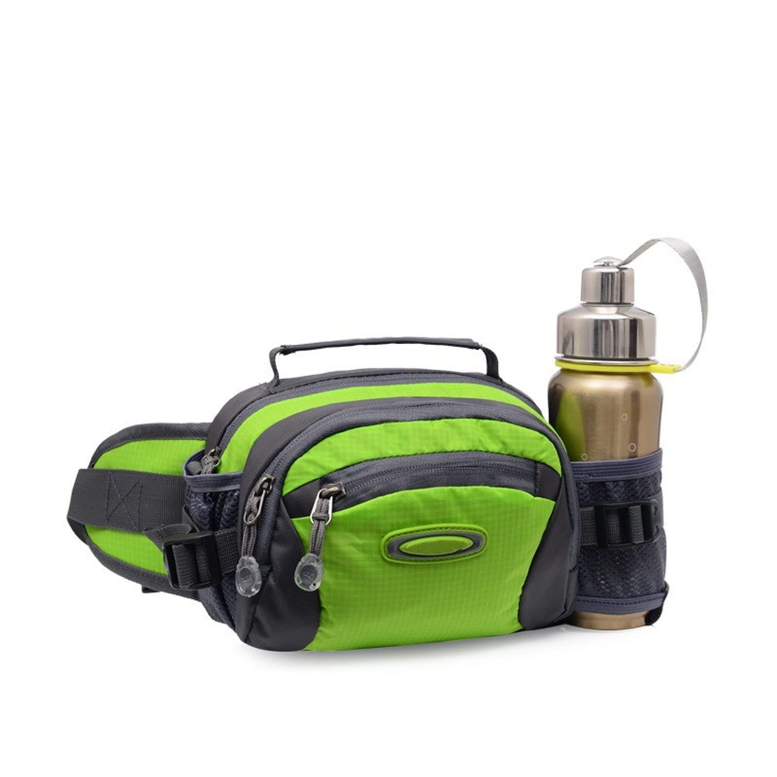 Multifunctional Waist Bag for Outdoor Sports - Hiking, Cycling, Running with Water Bottle Pockets - Unisex One Size (Green) - Perfect for Camping, Travel & Fitness Activities
