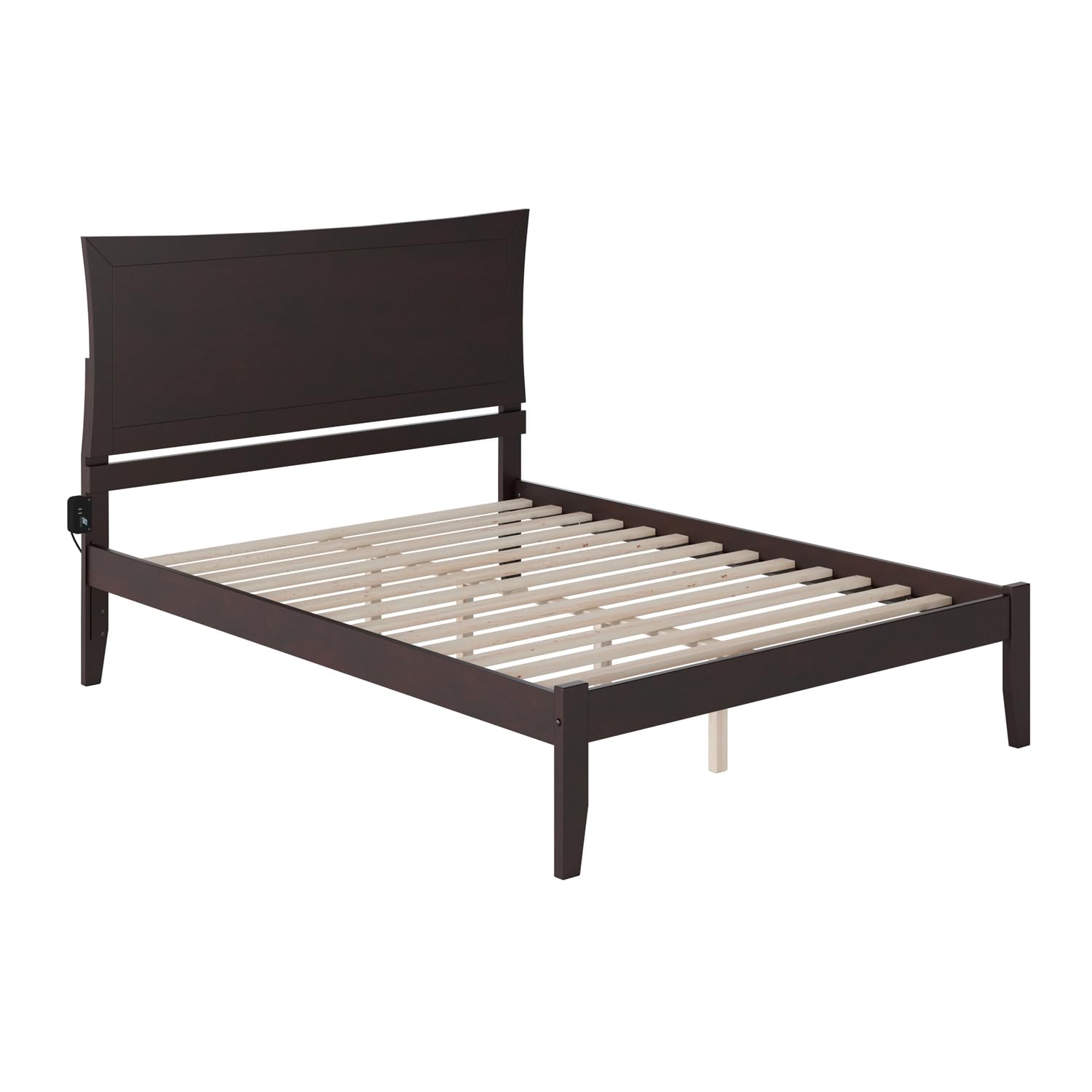 AFI Metro Queen Size Platform Bed with USB Charging Station in Espresso Finish - Modern Bedroom Furniture with Storage & Power Outlets for Convenient Device Charging