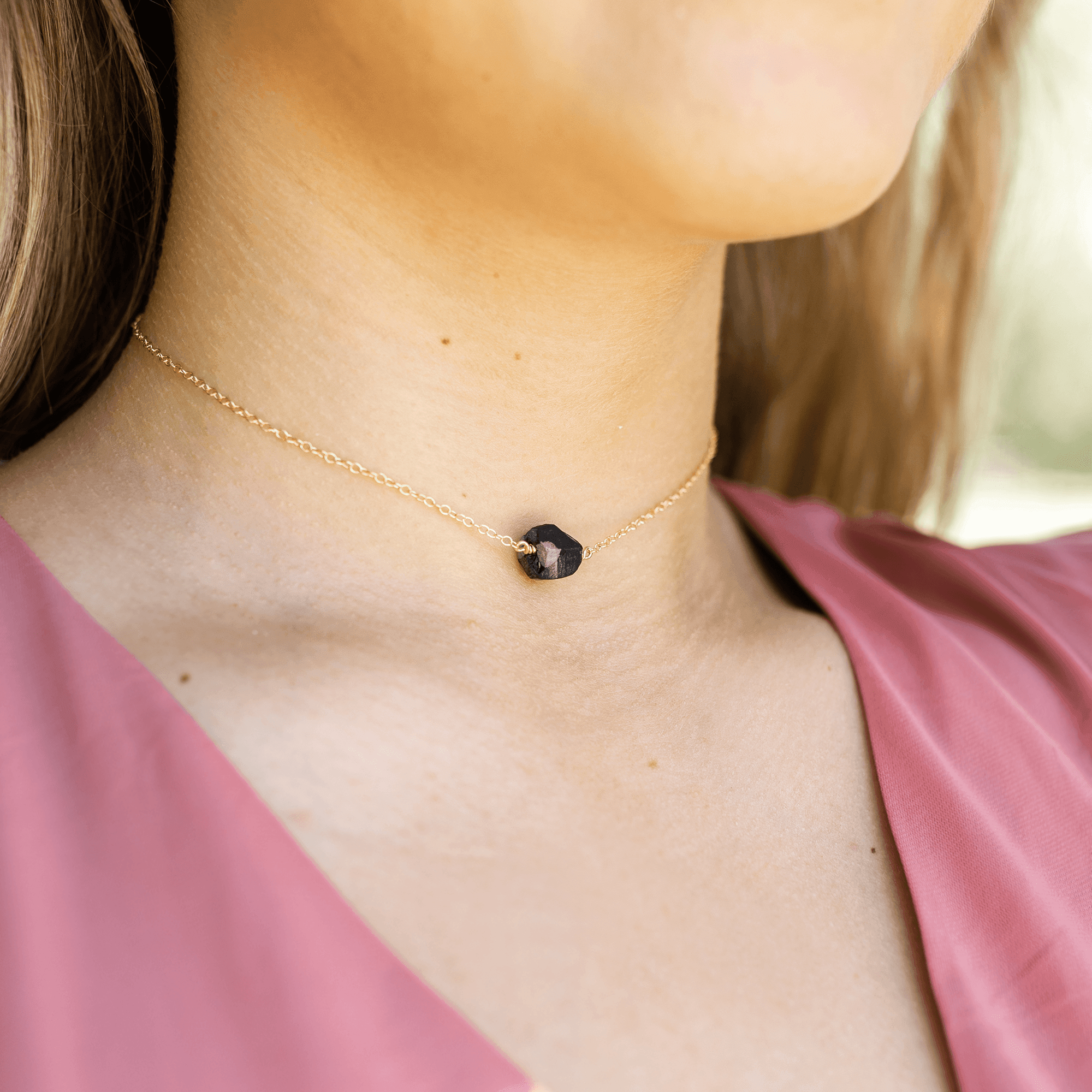 Raw Obsidian Crystal Nugget Choker Necklace - Natural Black Stone Pendant for Women - Perfect for Meditation, Energy Healing & Boho Fashion