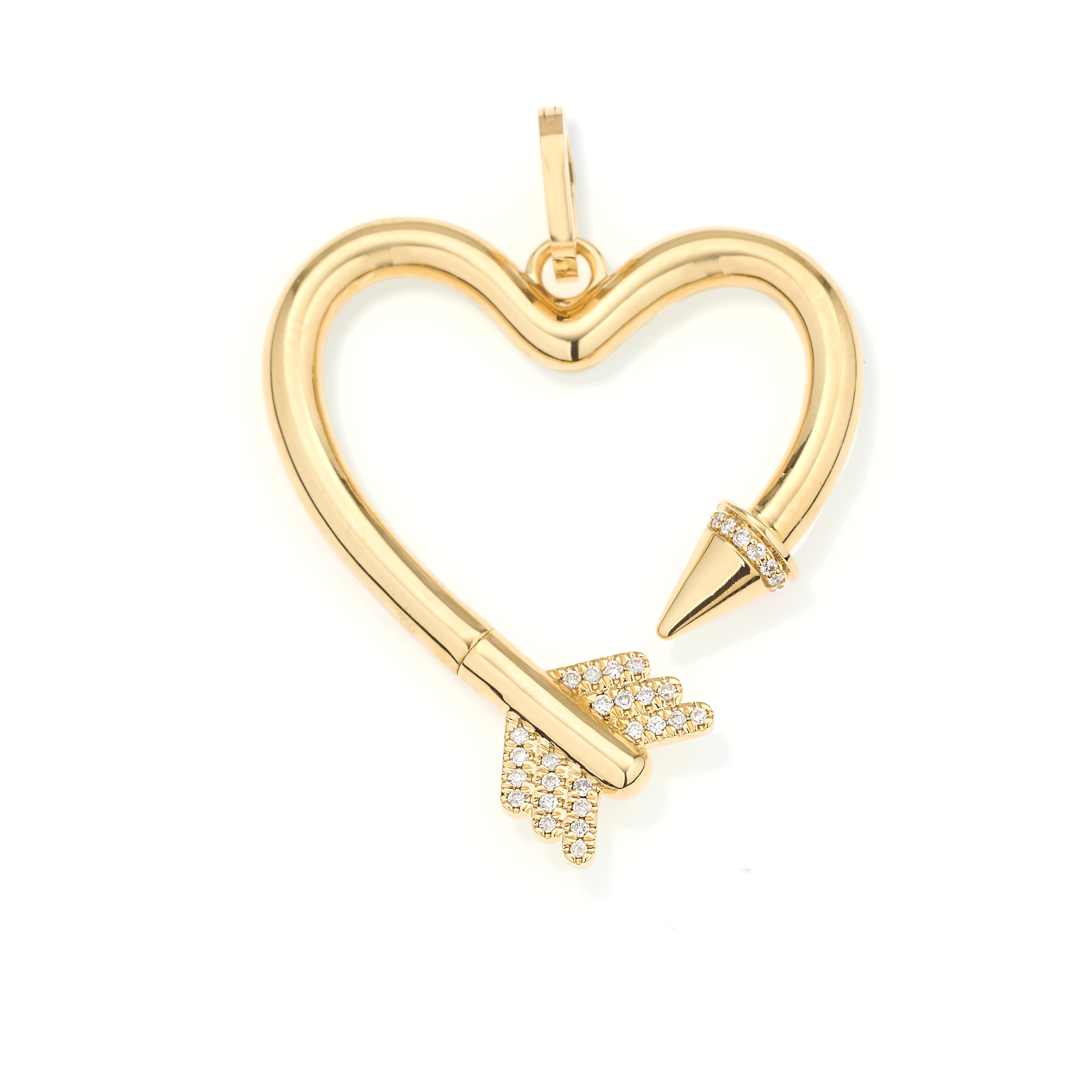 Diamond Arrow Heart Hinged Charm for Big Beads - Jewelry Making Supplies for DIY Bracelets & Necklaces - Perfect for Crafting, Gifts, and Fashion Accessories
