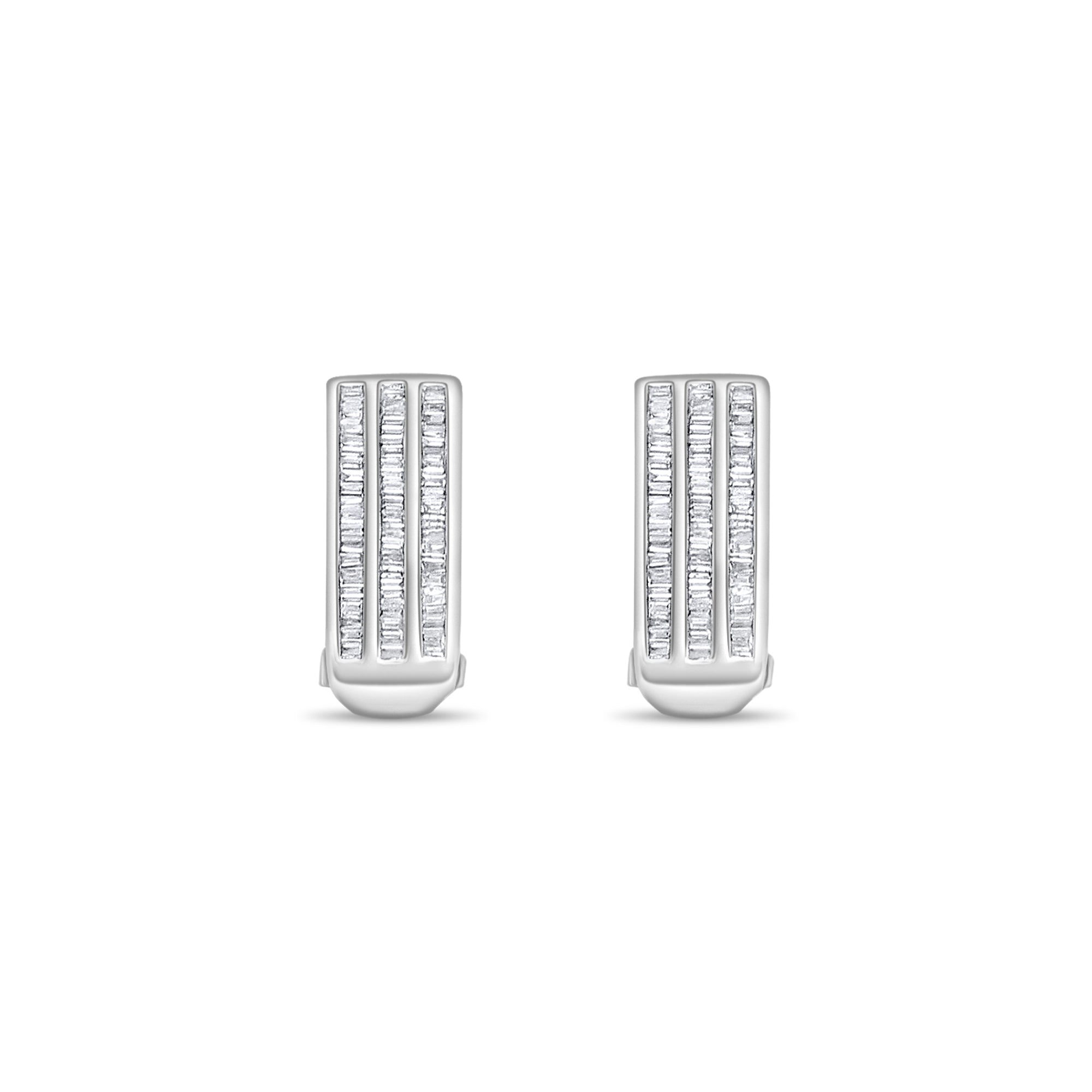 14K White Gold Diamond Baguette Earrings .96cttw - Elegant Stud Earrings for Women, Perfect for Weddings, Parties & Special Occasions