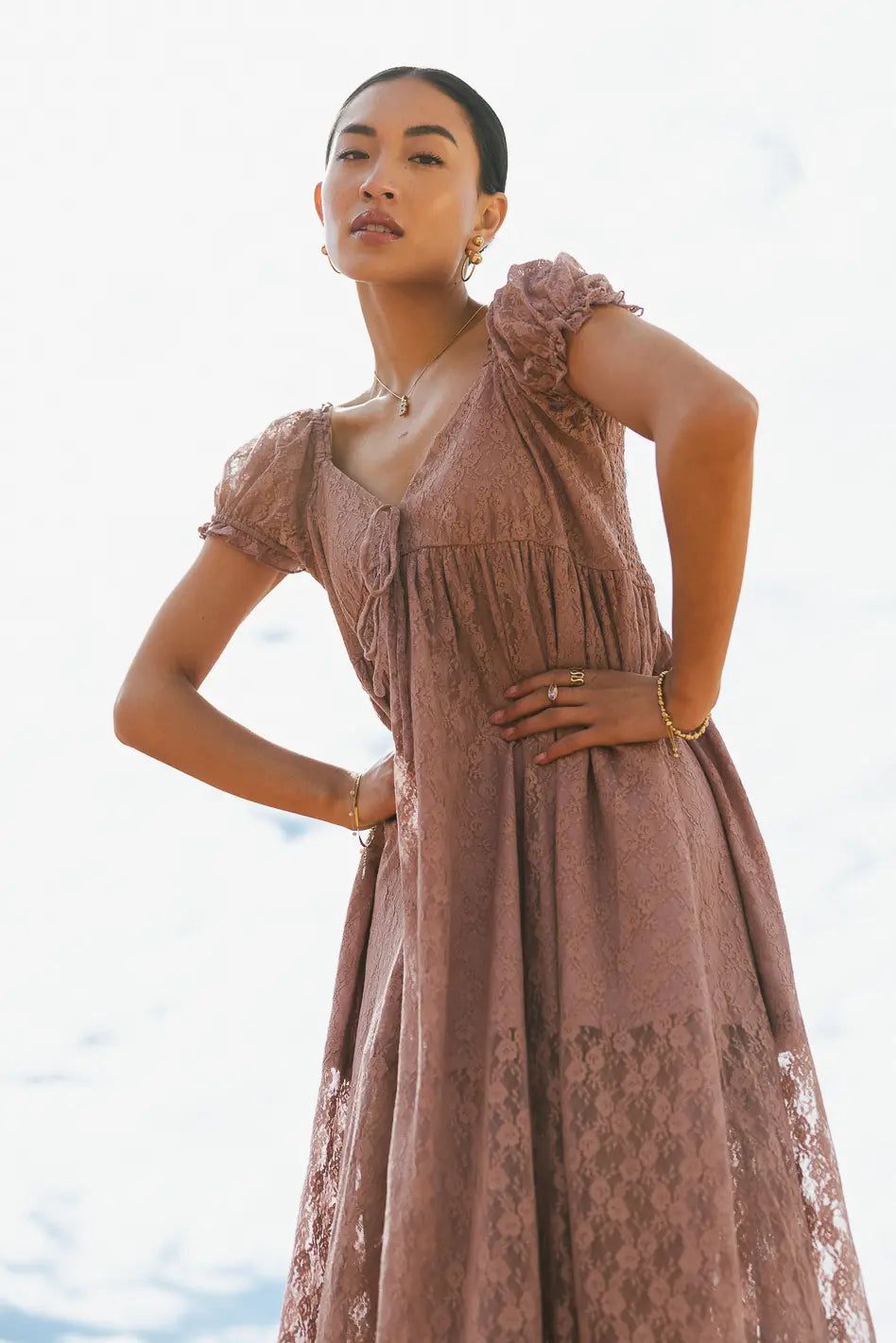 Bailey Lace Dress in Rose Pink - Elegant Floral Wedding Guest Dress & Special Occasion Outfit - Final Sale