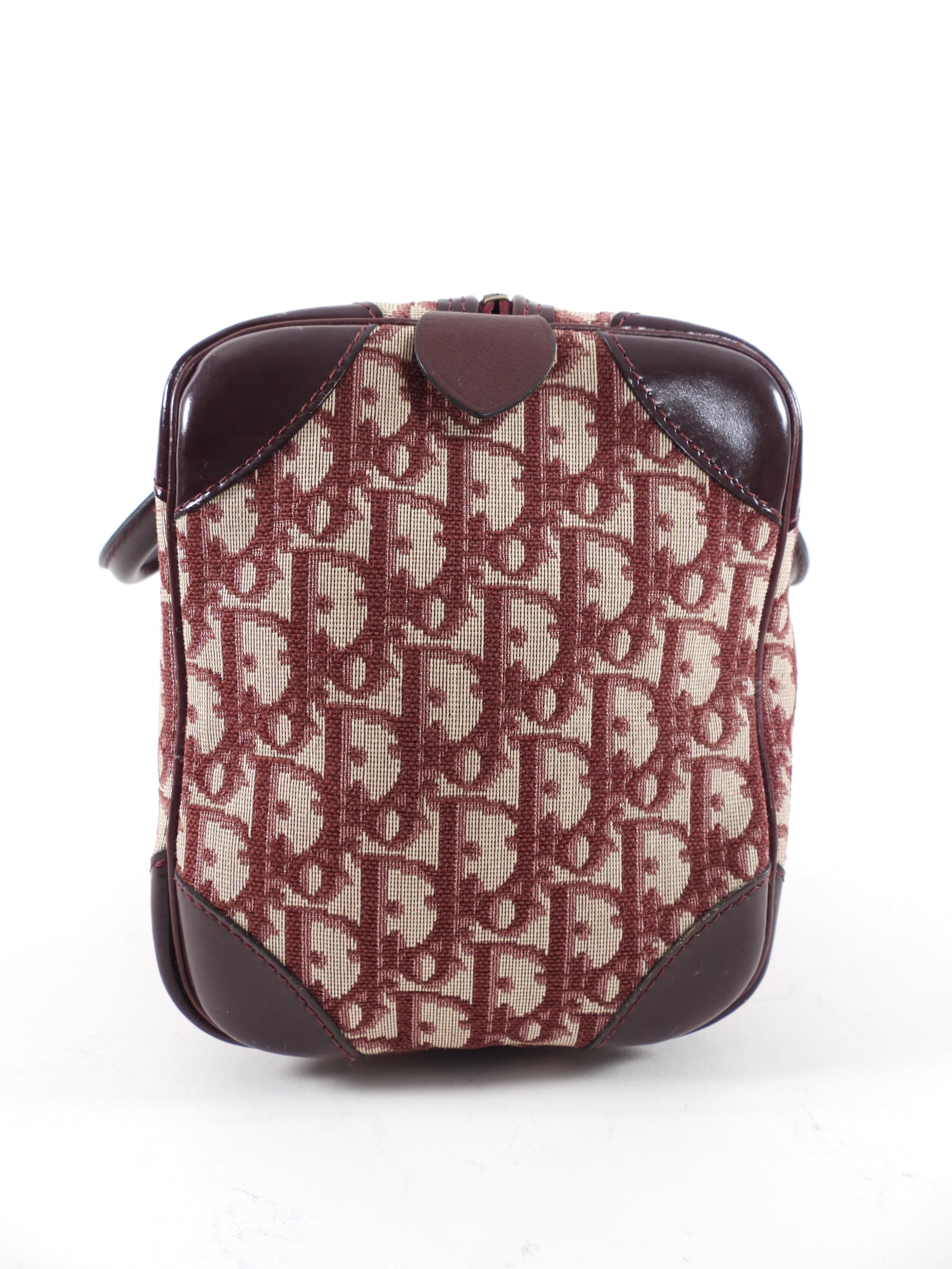 Christian Dior Oblique Logo Boston Bag in Burgundy - Luxury Crossbody Handbag for Women, Perfect for Work, Travel & Evening Events