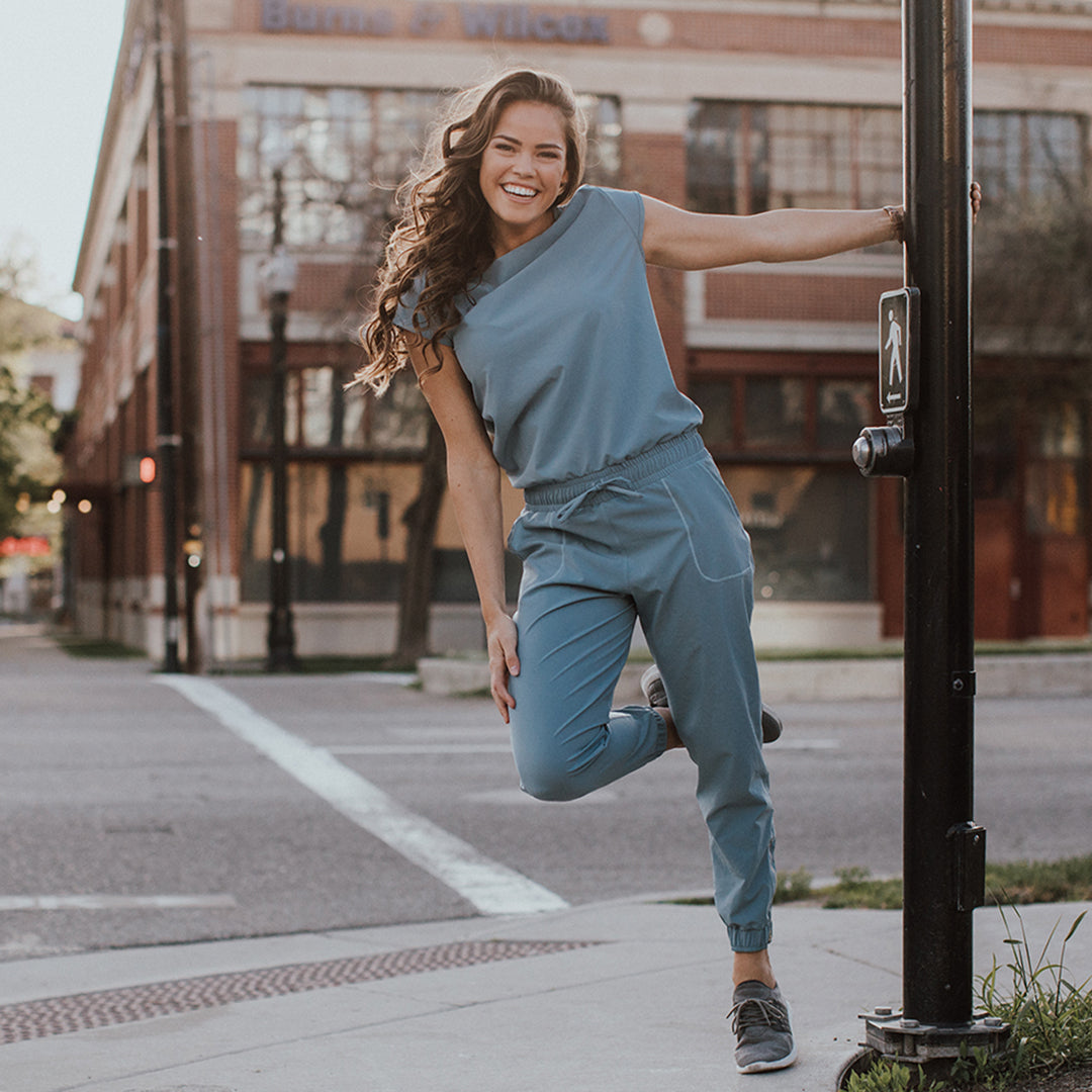 Stylish Dusk Blue Jumpsuit for Women - Comfortable Romper with Pockets | Perfect for Casual Outings, Summer Vacations & Date Nights
