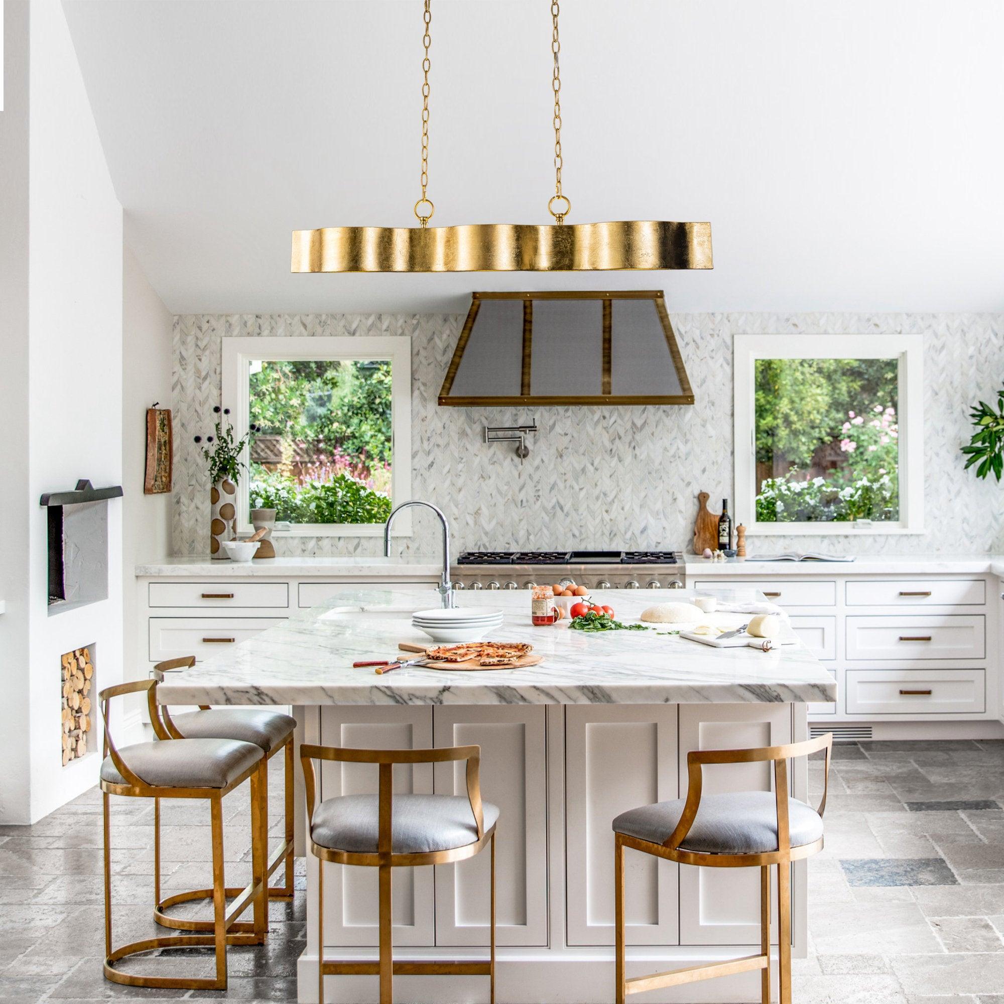 5-Light Golden Modern Dry Rated Pendant Lighting Fixture for Dining Room, Kitchen Island & Foyer - Damp Location Approved