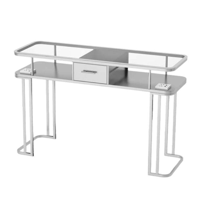 Professional Instagram Style Glass Manicure Table - Elegant Nail Salon Furniture for Pedicure & Manicure Services | Perfect for Home Salons, Spas, and Beauty Studios