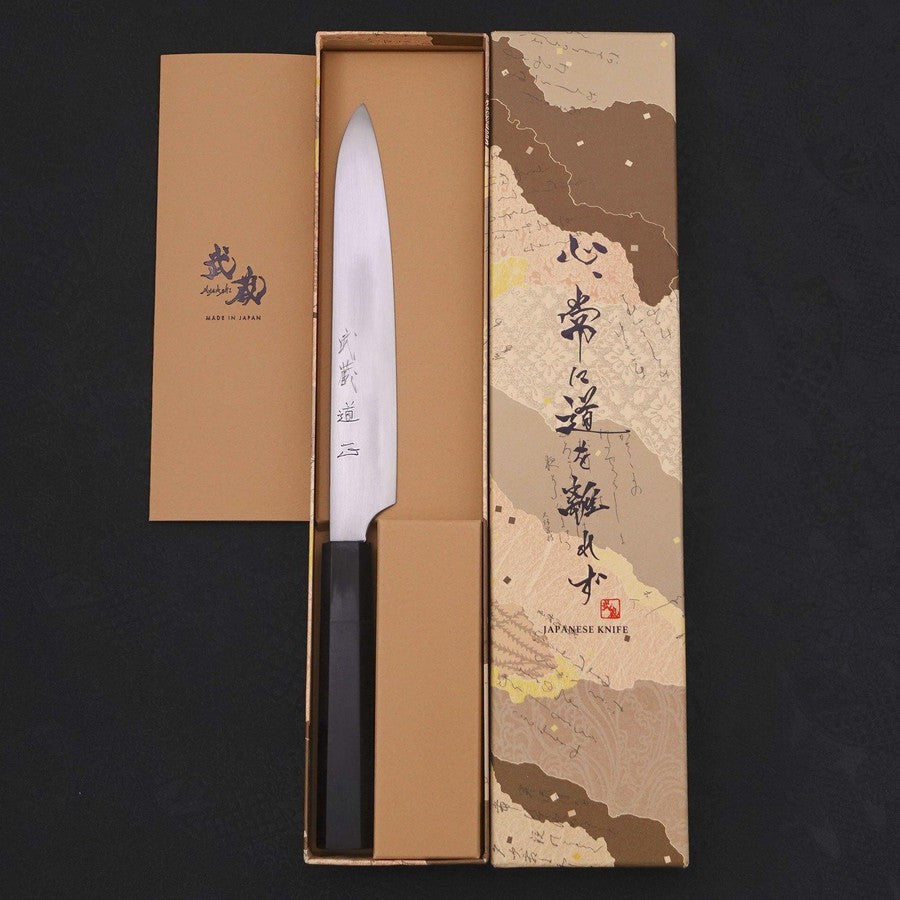 Premium Sujihiki Knife - White Steel #2 Super Polished with Buffalo Ebony Handle - 170mm Japanese Slicing Knife for Sushi, Meat & Vegetables - Professional Chef & Home Kitchen Essential