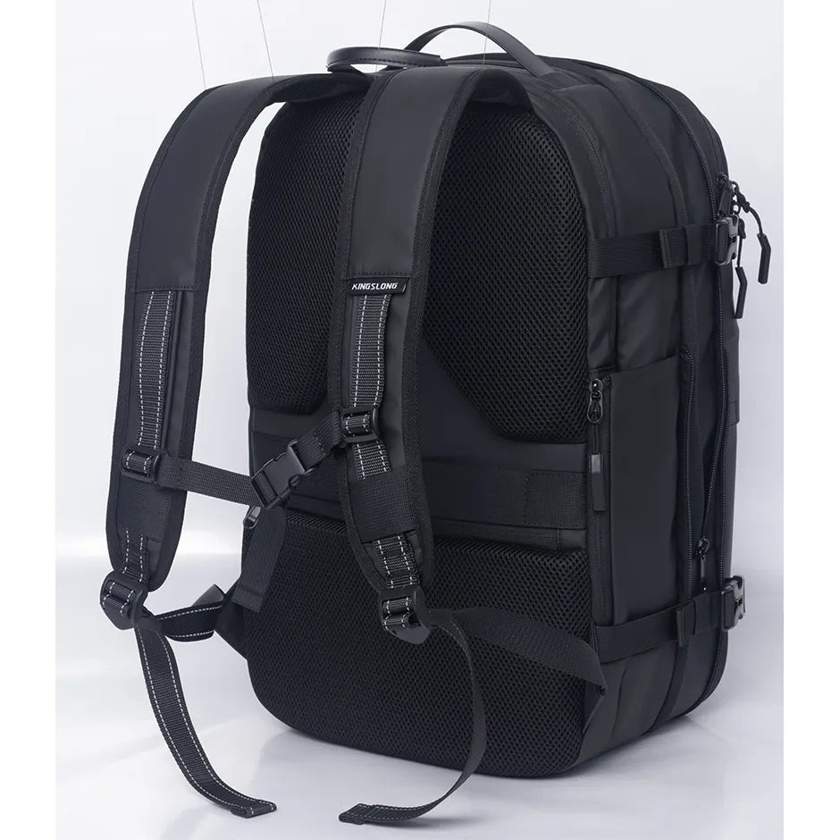 Travelite 17.3 Inch Vacuum Compression Travel Backpack with Hand Pump - Lightweight Carry-On Luggage for Airplane, Camping & Outdoor Adventures (Black)