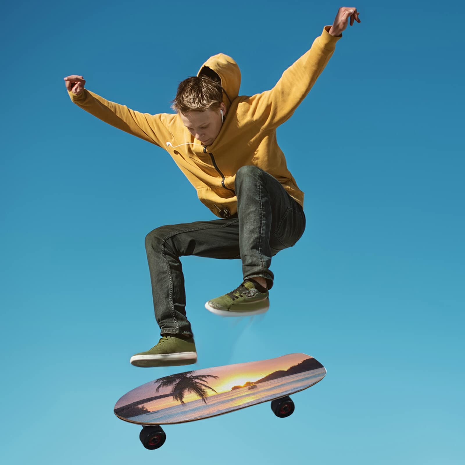 Poeticcity Waterproof Skateboard Grip Tape - Anti-Slip Longboard & Scooter Griptape Sheets | Tear-Resistant Sandpaper Sticker Roll for Easy Bubble-Free Application | Perfect for Skateboarding, Longboarding & Scooter Riding