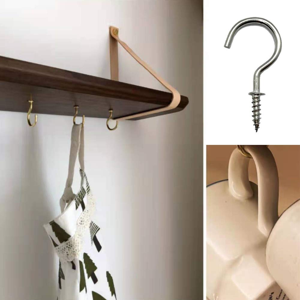 50 Pcs Nickel Plated Screw-in Ceiling Hooks - 1 Inch Silver Cup Hooks for Cabinet, Shelf & Home Organization | Perfect for Hanging Plants, Lights & Decor