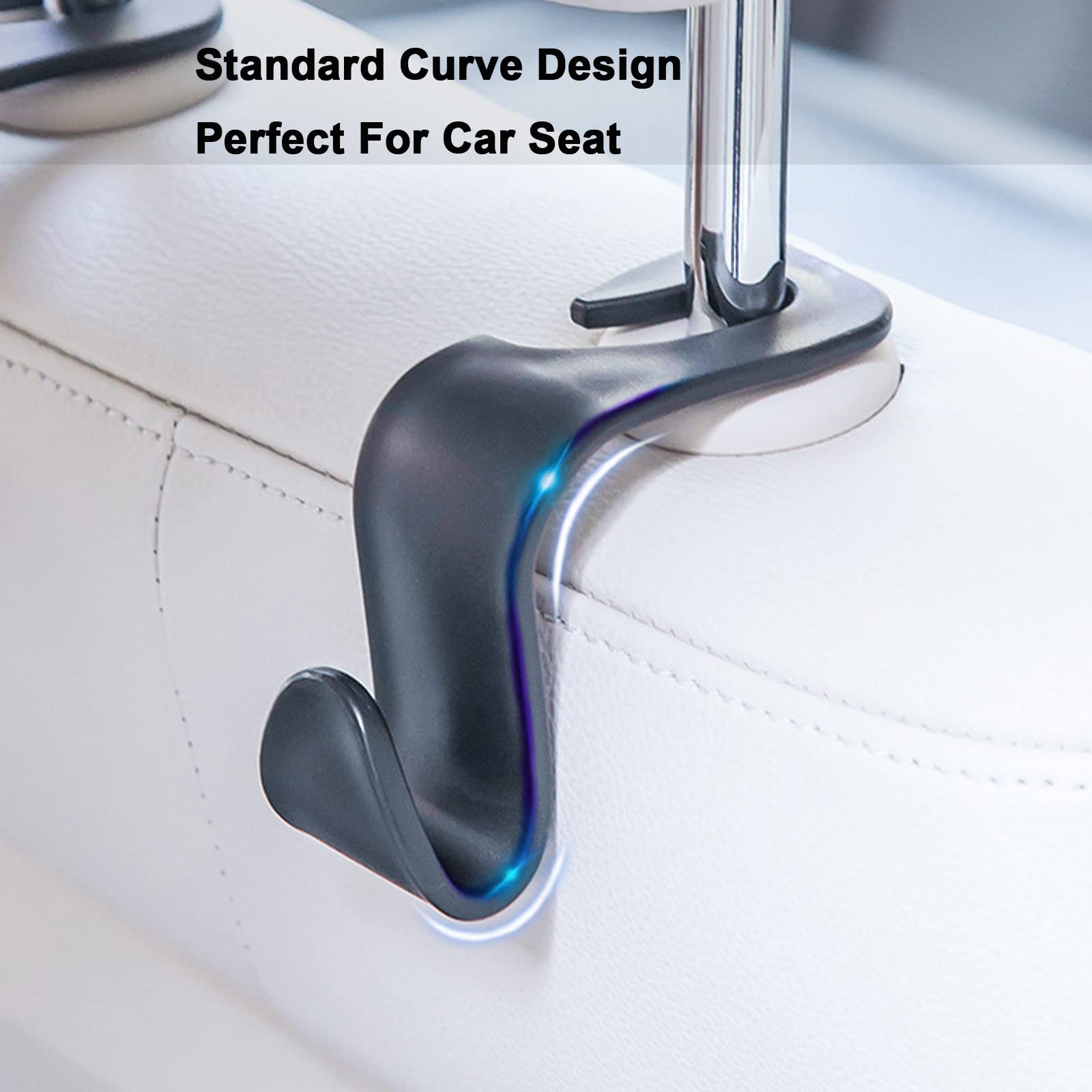 4 Pack Car Seat Headrest Hooks - Heavy Duty Backseat Organizer for Purses, Bags, Clothes & Water Bottles - Perfect Car Accessories for Road Trips & Daily Commute