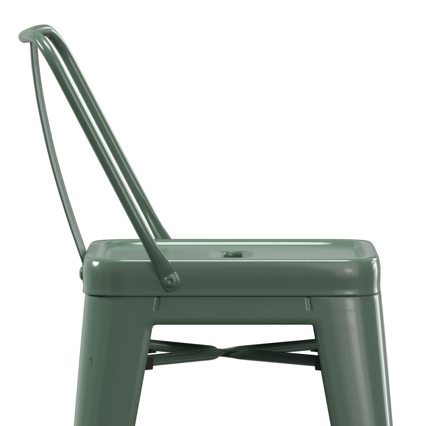 SIMPLIHOME Rayne 24 Inch Metal Counter Height Bar Stools, Set of 4, Deep Sage Green - Modern Kitchen Island & Dining Room Stools for Breakfast Nook, Bar Counter & Home Decor