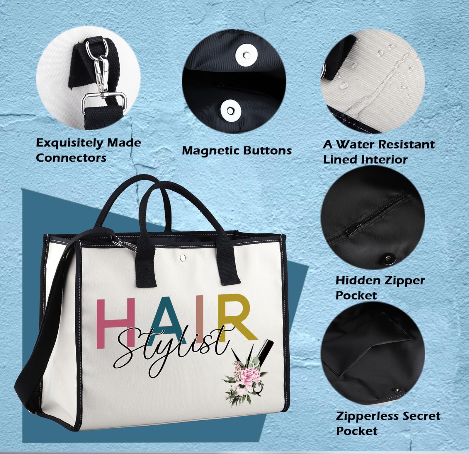 XYANFA Professional Hair Stylist Tote Bag - Large Capacity Cosmetologist Organizer for Salon Tools - Perfect Gift for Hairstylists & Barbers - Ideal for Salon Work, Travel & Beauty School