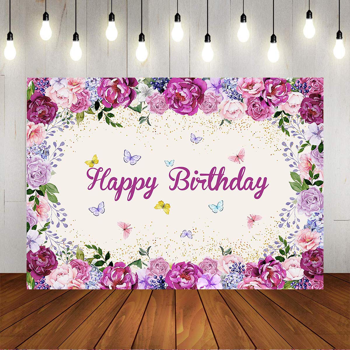 Butterfly Floral Party Backdrop for Baby Girls - Fairy Princess Birthday Photography Background - Vinyl Kids Sweet Cake Table Banner Decor Supplies (6x4ft) - Perfect for Birthday Parties, Baby Showers & Photo Shoots