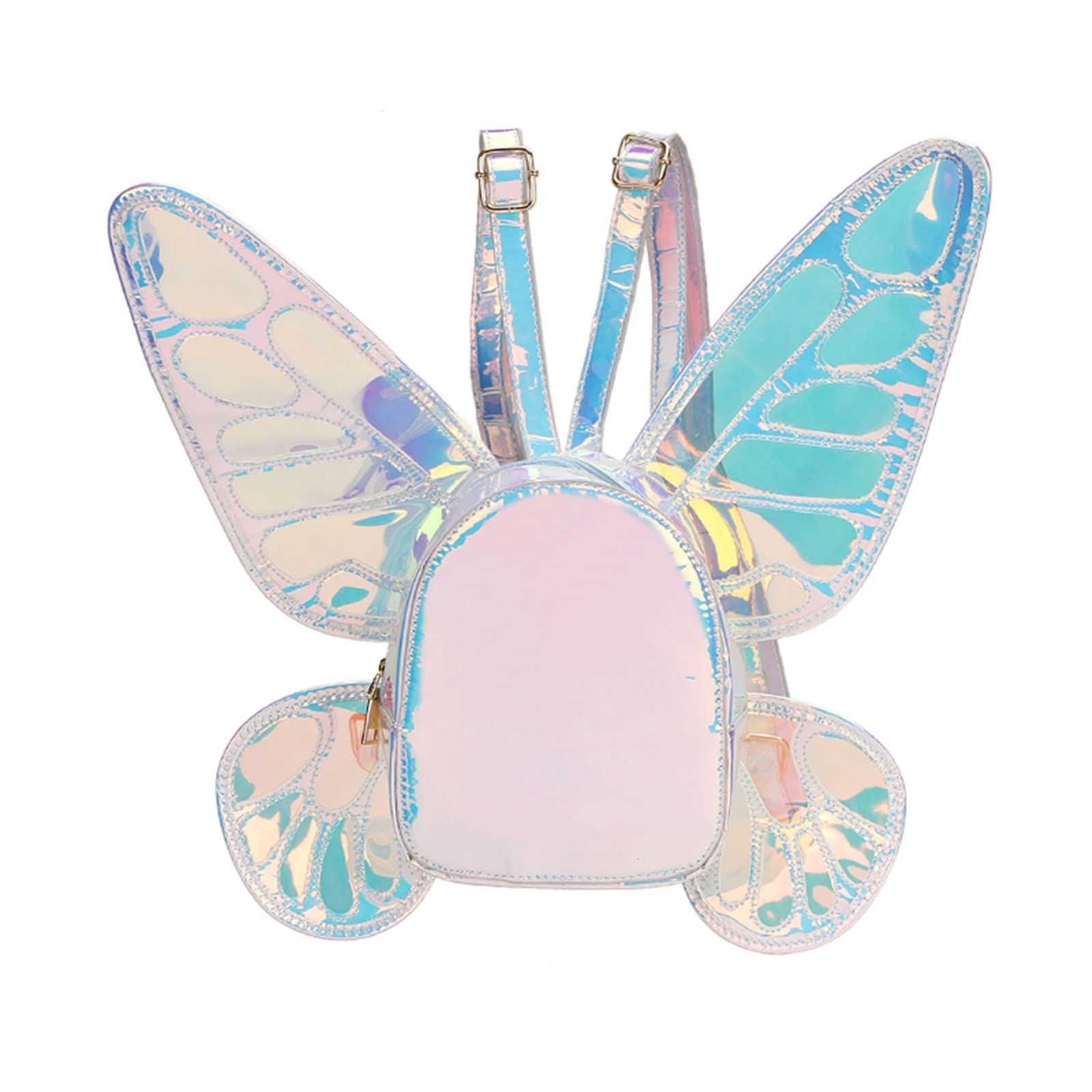 DAPERCI Women's Fashion Laser Mini Backpack with Butterfly Angel Wings - Holographic Leather Daypack for School, Travel & Casual Use - Lightweight & Stylish (Laser Blue, Mini Size) | Perfect for College, Work Commute & Weekend Outings