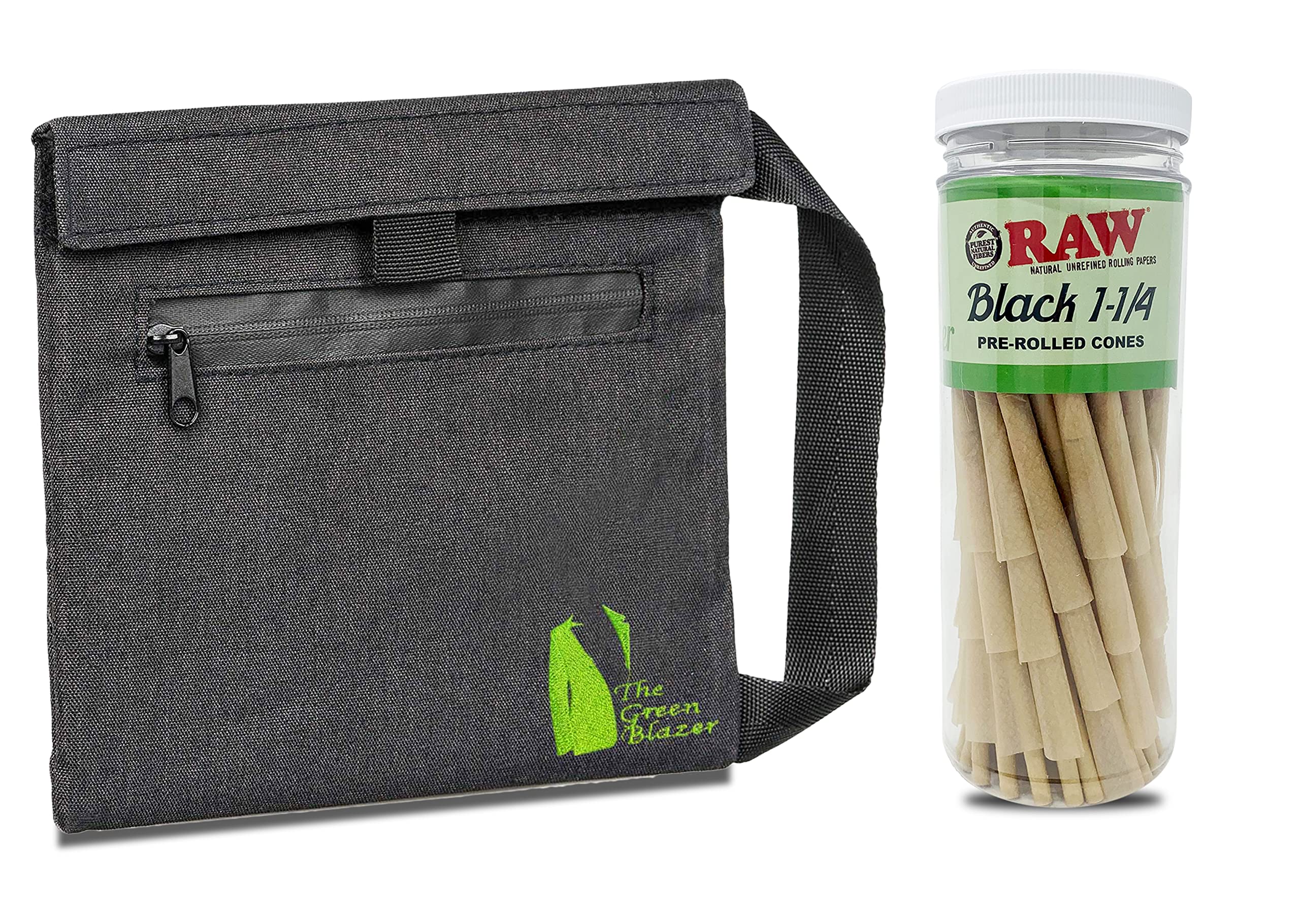 RAW Black 1 ¼ Size Rolling Papers 100 Pack with Smell Proof Storage Bag - Premium Smoking Accessories for Herbal Use & Travel Convenience