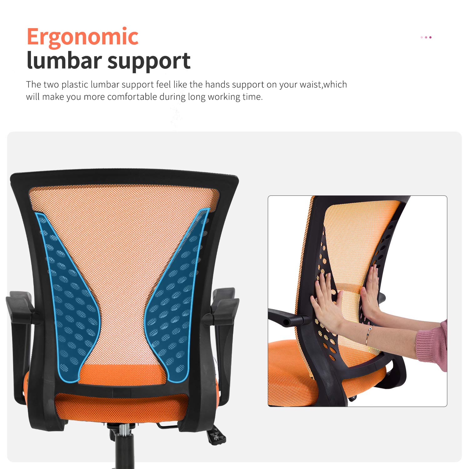 Ergonomic Mesh Office Chair with Adjustable Height & Lumbar Support - Breathable Computer Desk Chair for Men & Women - Home Office Chair with Armrests & Swivel Base - Perfect for Remote Work, Gaming & Study Sessions