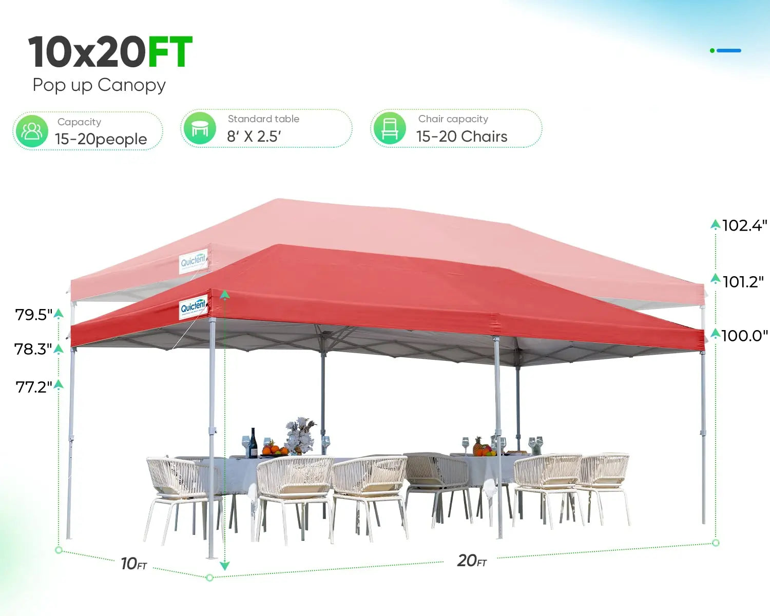10' x 20' Pop Up Canopy Tent with Removable Side Walls - Waterproof Outdoor Shelter for Parties, Camping & Beach Events