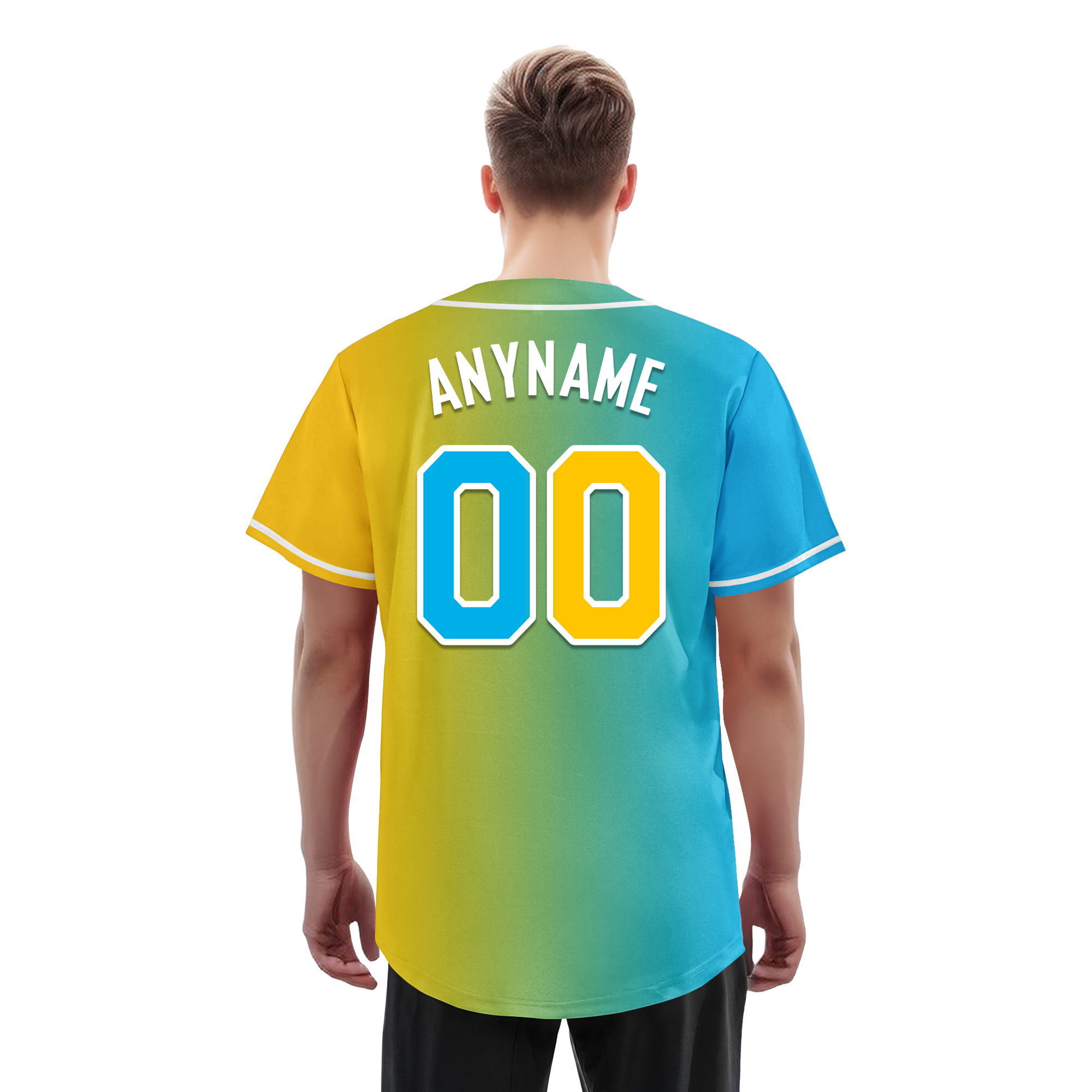 Custom Blue Yellow Gradient Personalized Baseball Jersey - Authentic Fashion Sportswear BSBJ01 D0a709b for Team Uniforms, Fan Gear & Casual Streetwear