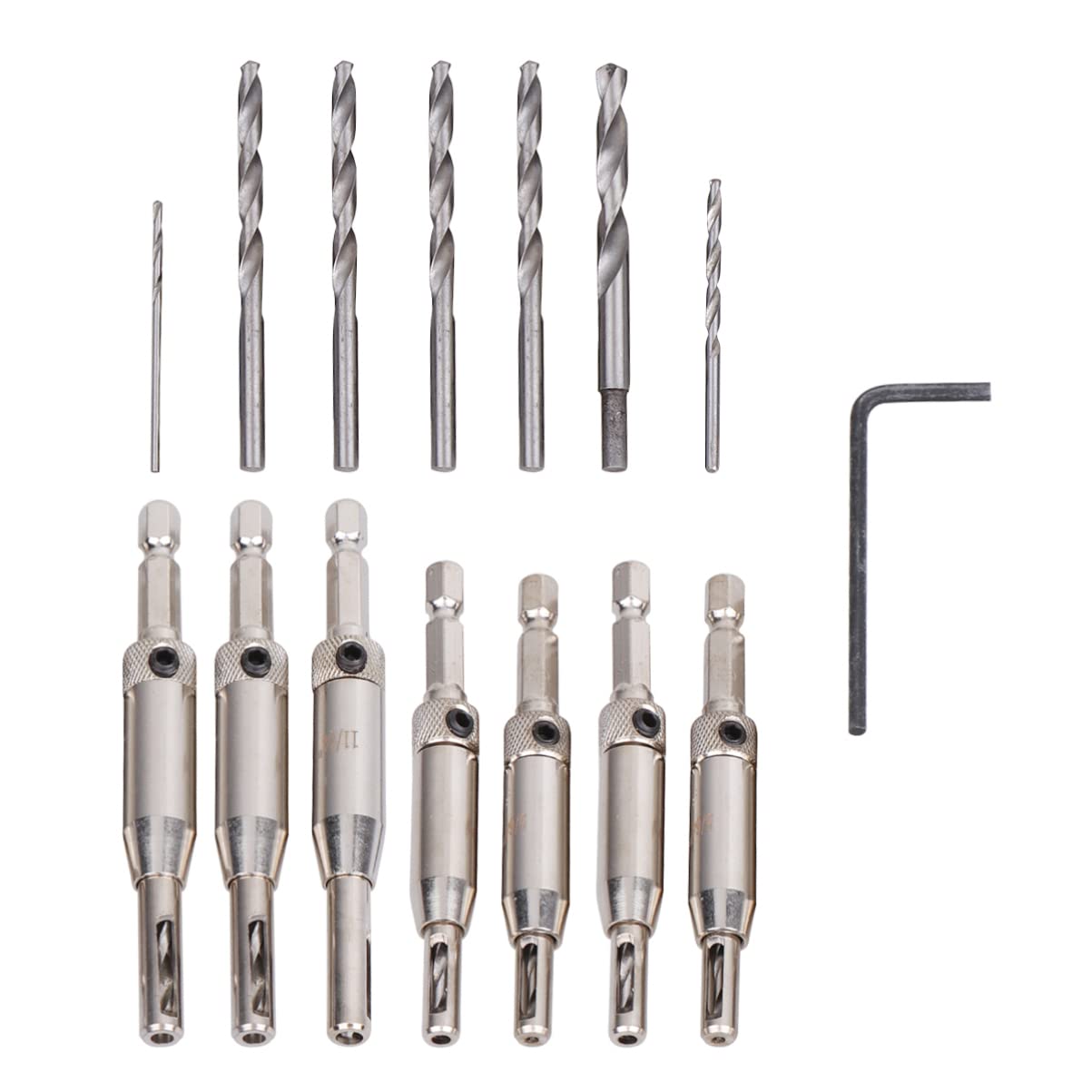 DOITOOL HSS Countersink Drill Bit Set - 8 Sizes Hex Shank for Chipboard, Particle Board & Hinge Installation - Perfect for Woodworking, Cabinetry & DIY Projects