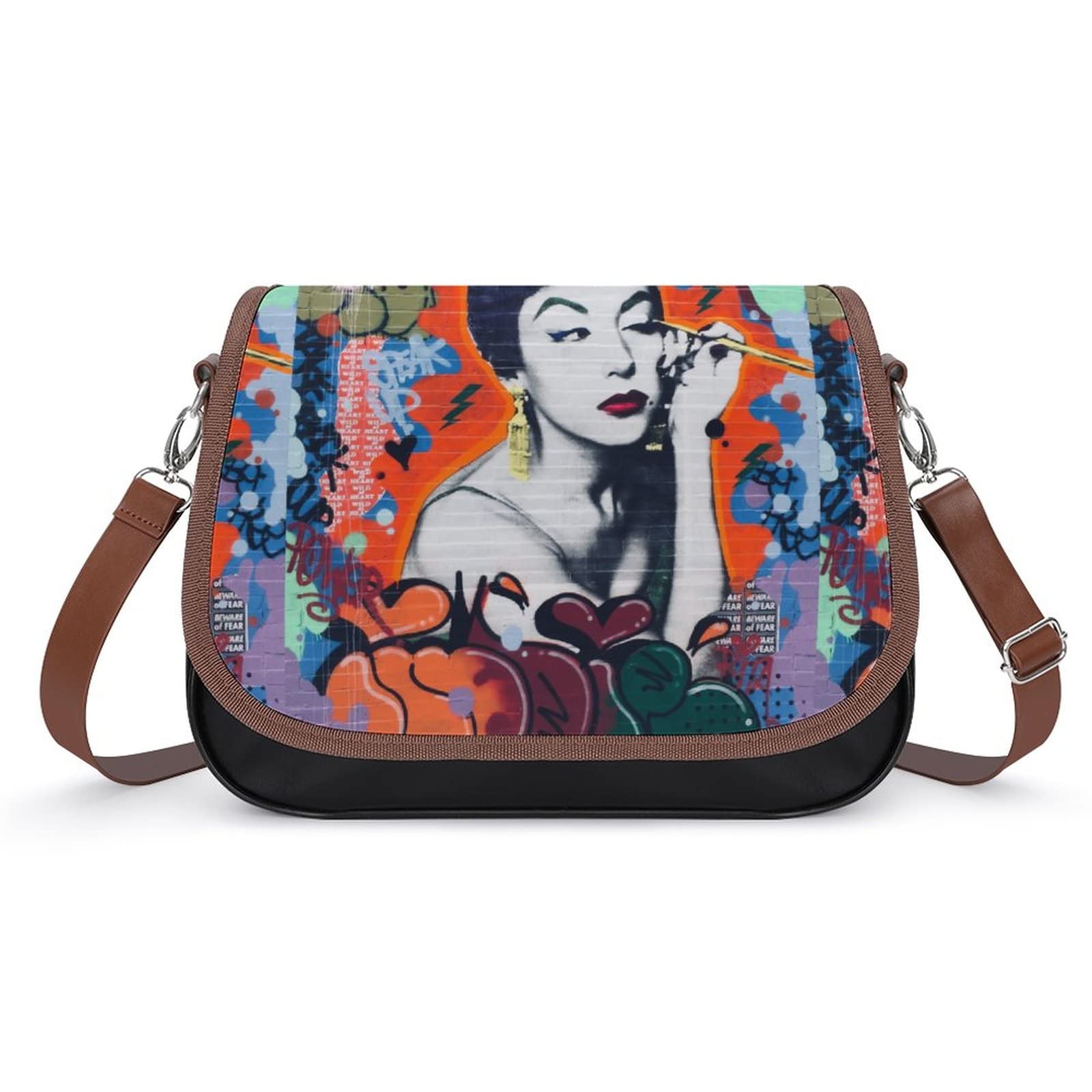 Stylish Medium Crossbody Bags for Women - Printed Shoulder Messenger Purse & Designer Satchel Handbag with Graffiti Pattern | Perfect for Makeup, Beauty Essentials & Everyday Use