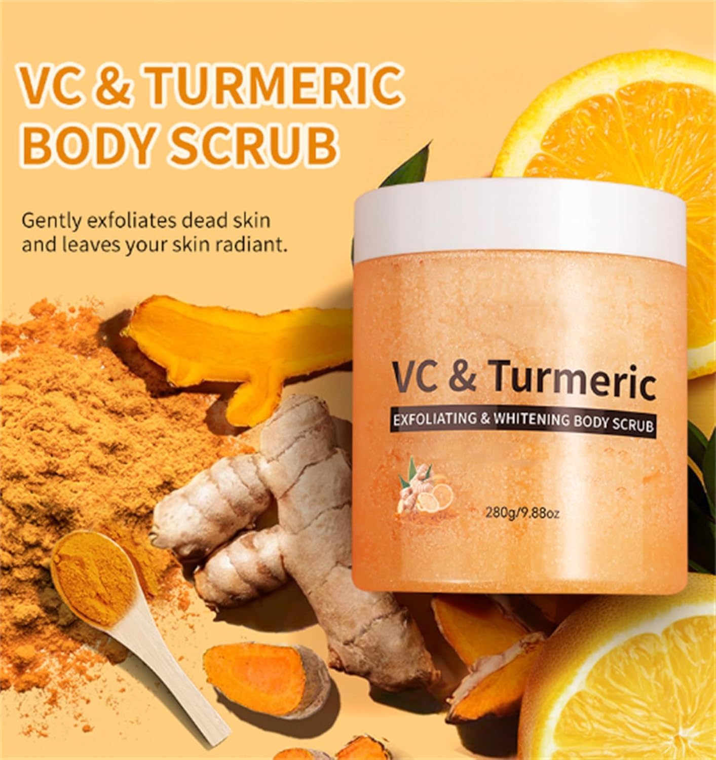 Veenourish Turmeric Glow Salt Scrub - Exfoliating Body Scrub for Smooth Skin | Moisturizing & Deep Cleansing Bath Scrub with Turmeric | Perfect for Spa Day, Dry Skin Care & Self-Care Routine