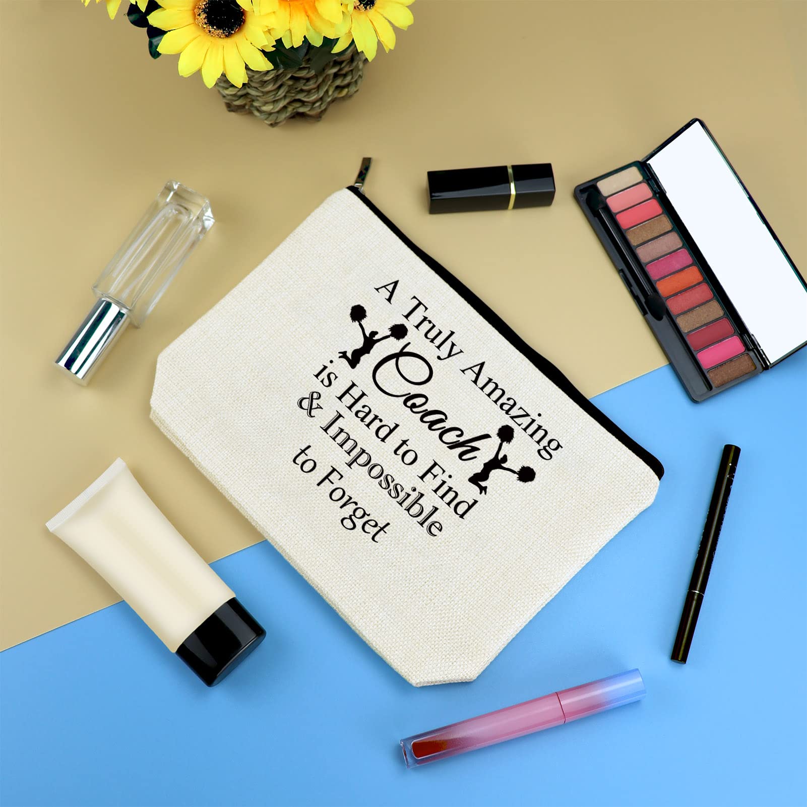 Coach Sports Mom Gift - Cheer Mom Present Makeup Bag | Appreciation Gift for Baseball, Basketball, Football, Soccer & Tennis Coaches | Cosmetic Bag for Mother's Day, Birthday & Travel Toiletries Pouch | Perfect for Gym, Sideline & Team Events