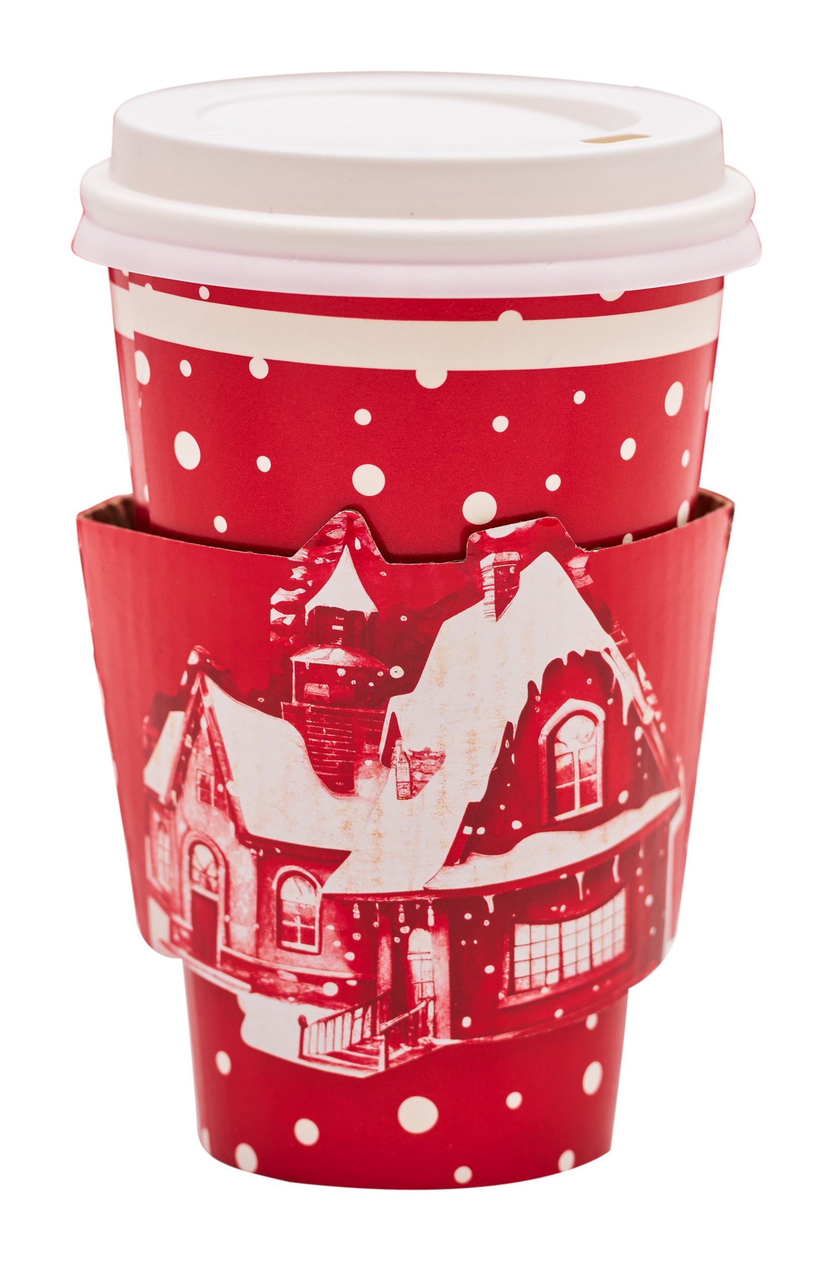 Christmas Village Paper Travel Coffee Cups - 8 Pack | Festive Holiday Party, Office, and Home Decorations