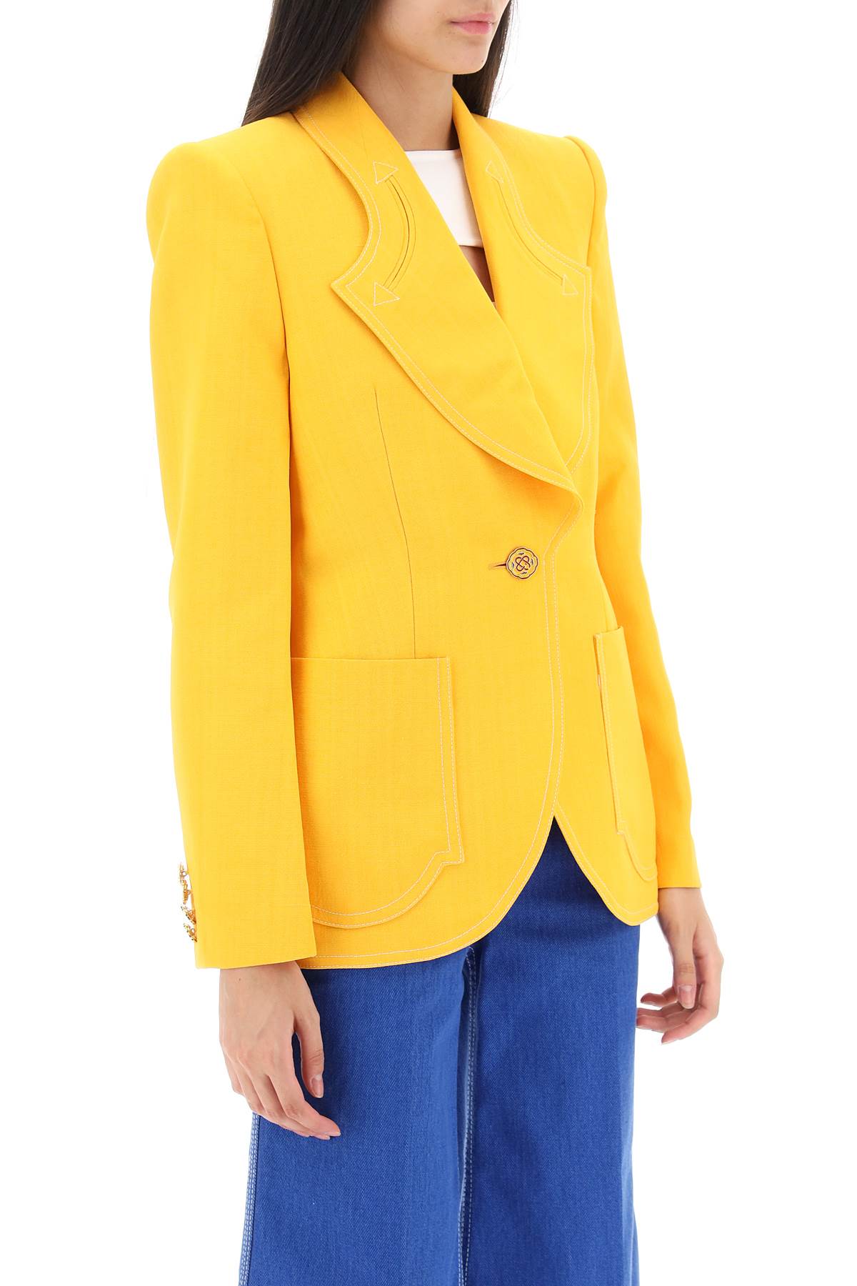 Casablanca Silk Blend Single Breasted Blazer for Women - Elegant Office Wear & Formal Occasions