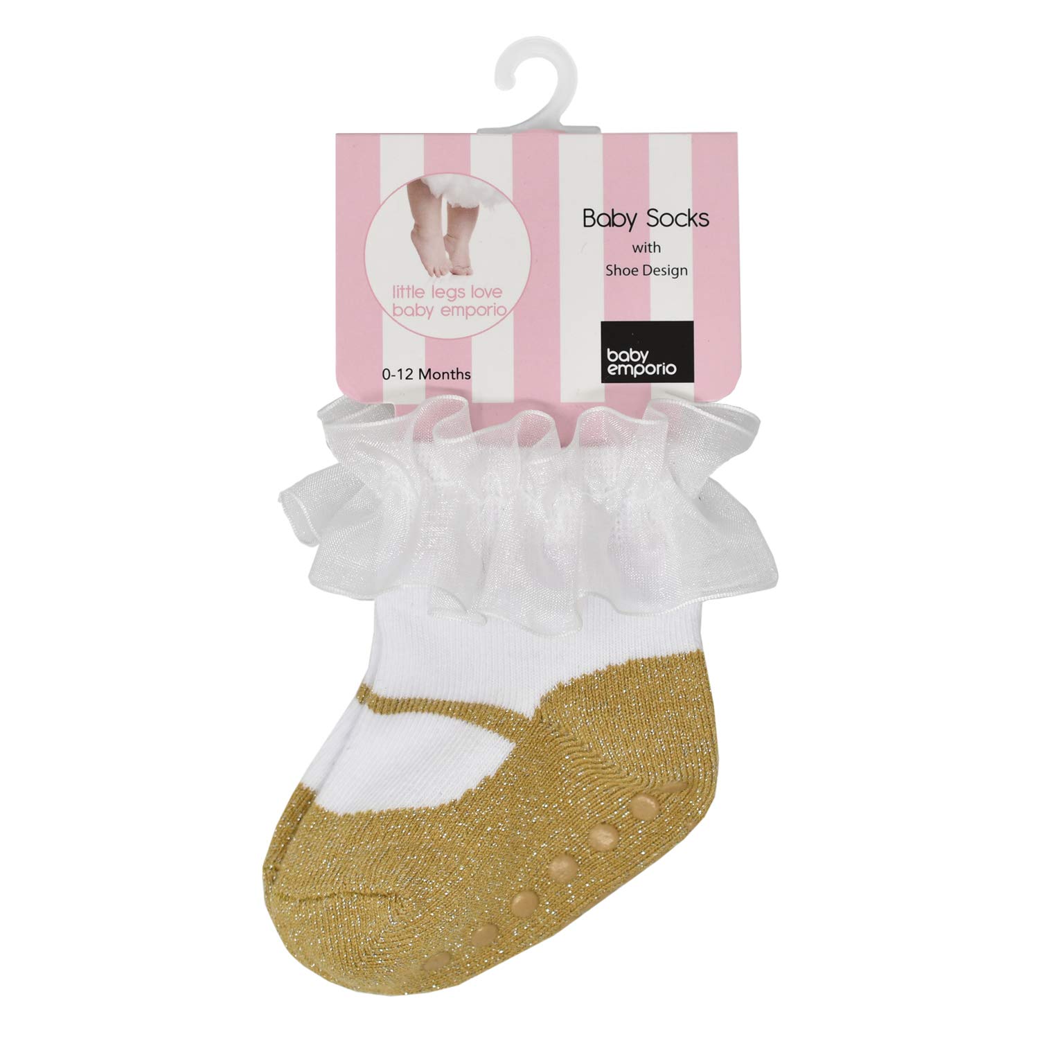 Baby Girls' Anti-Slip Mary Jane Socks - Cotton Shoes Look for Toddlers - Playtime & Nursery
