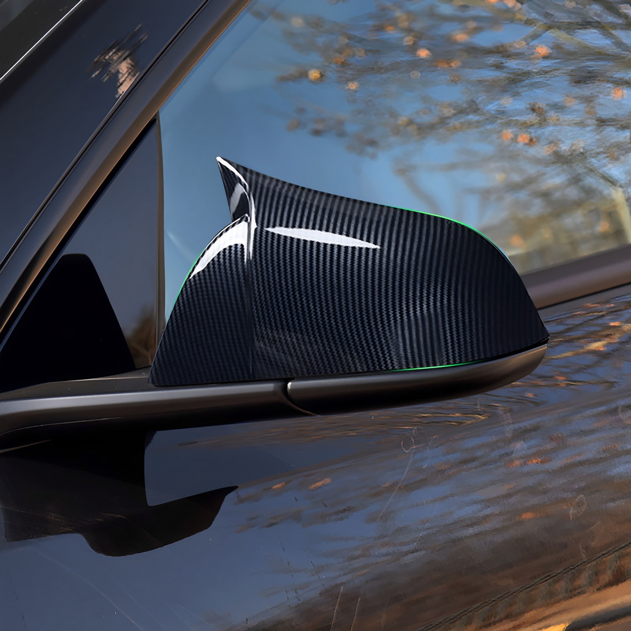 Premium Carbon Fiber Mirror Caps for Tesla Model S & X - Genuine Molded Racing Design - Glossy & Matte Finishes - Perfect for Car Enthusiasts & Custom Upgrades