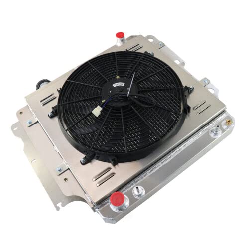3 Row Aluminum Radiator for 1987-2006 Jeep Wrangler YJ/TJ 2.4L 2.5L 4.2L 4.0L Engine - Full Aluminum Cooling System with Shroud Fan & Relay Kit - Perfect for Off-Roading, Overheating Prevention & Engine Performance Upgrade