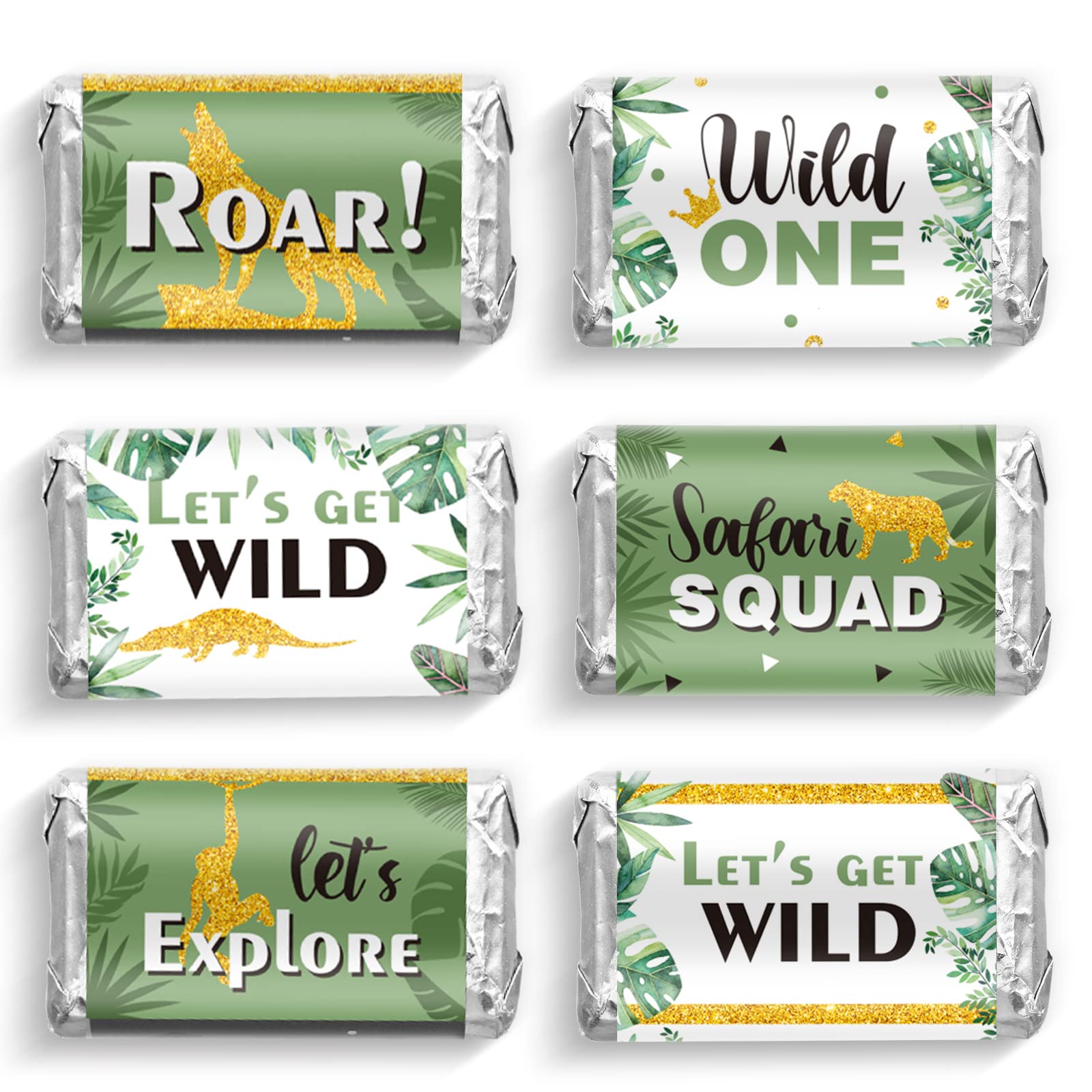 90-Piece Jungle Animal Candy Wrappers - Safari Baby Shower & Wild One Birthday Party Favors - Waterproof Stickers for Candy Bars, Cupcakes & Treat Bags - Perfect for Baby Showers, Safari Themed Parties & Kids Birthday Decorations