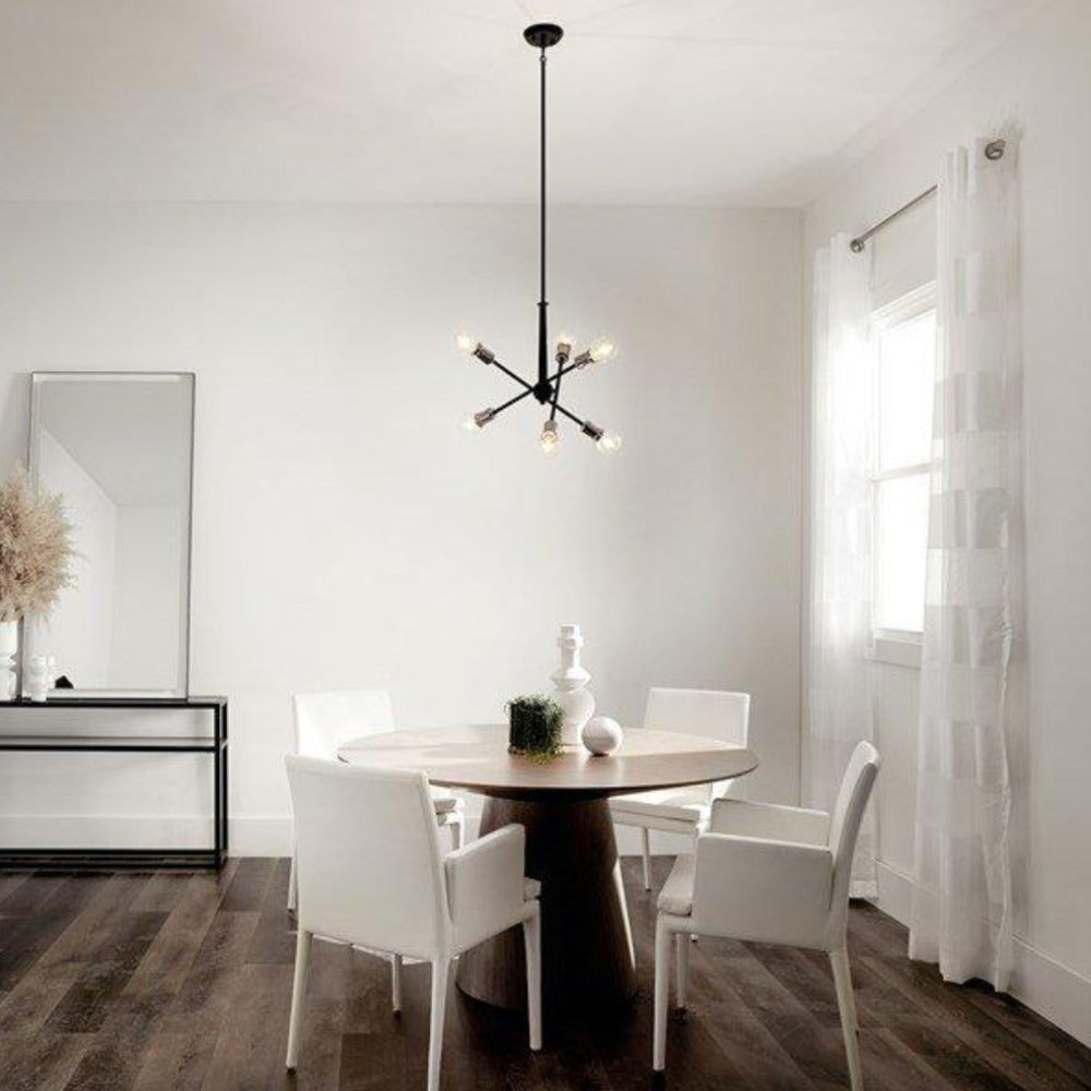 Callaway Sputnik Modern Crystal Chandelier - 6-Light Mid Century Ceiling Fixture for Dining Room, Living Room & Bedroom Lighting Decor