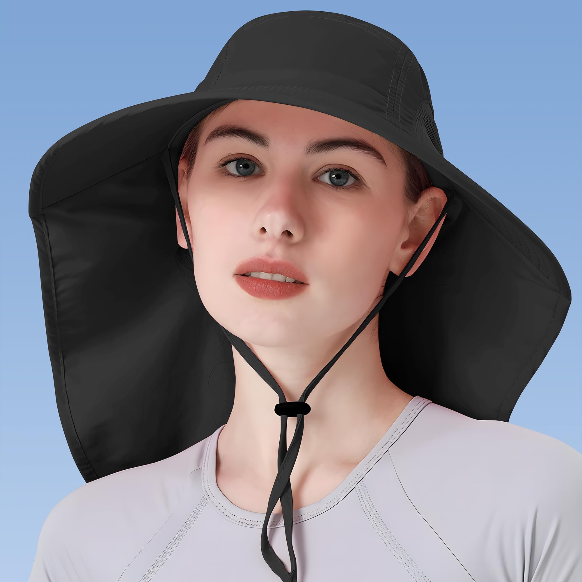 Women's Sun Hat UV Protection - Foldable Waterproof Wide Brim Bucket Hat with Neck Flap for Summer, Beach, Fishing, Hiking - Perfect for Outdoor Activities, Travel & Gardening