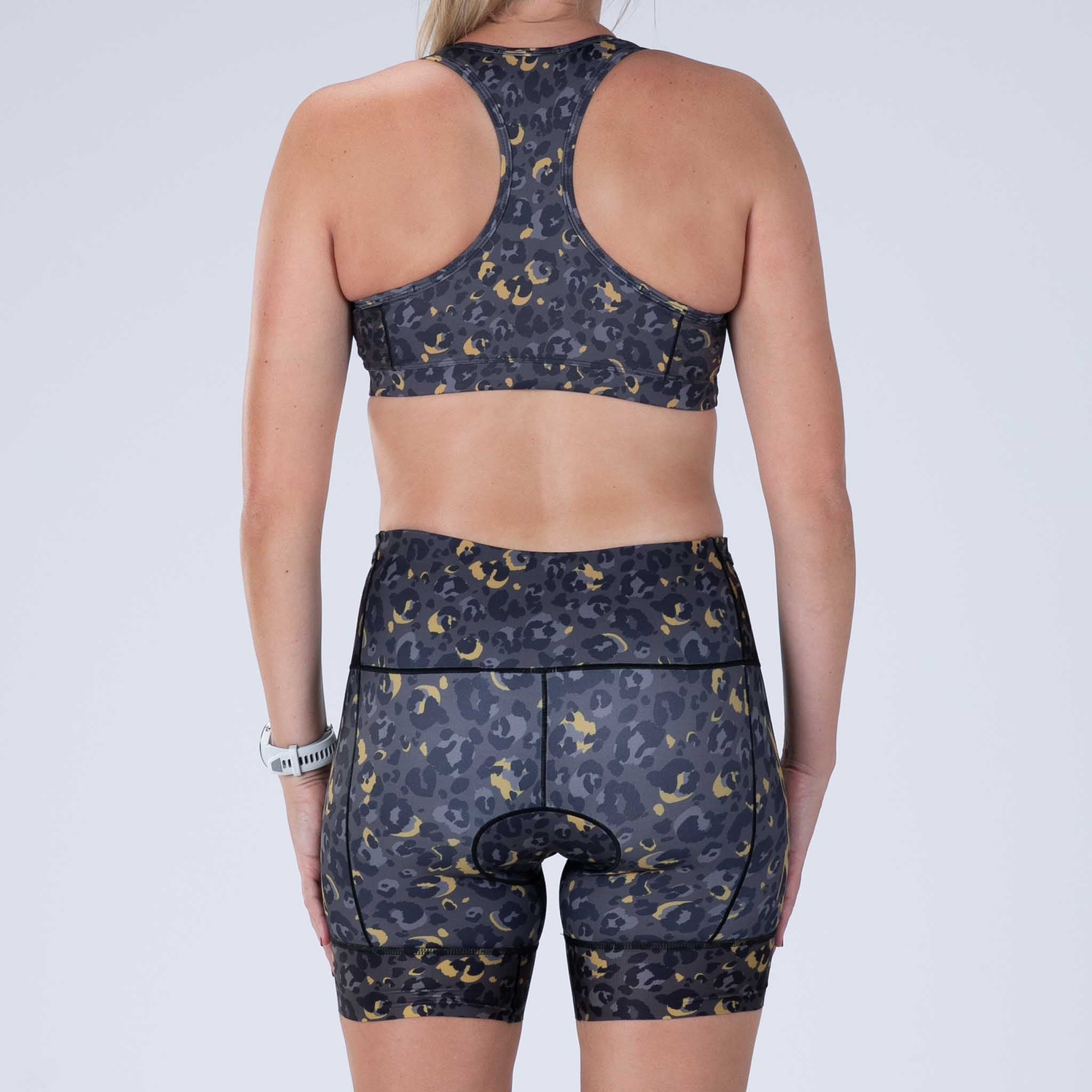 Women's Limited Edition Tri Bra - Cheetah Print Sports Bra for Running, Yoga & Gym Workouts