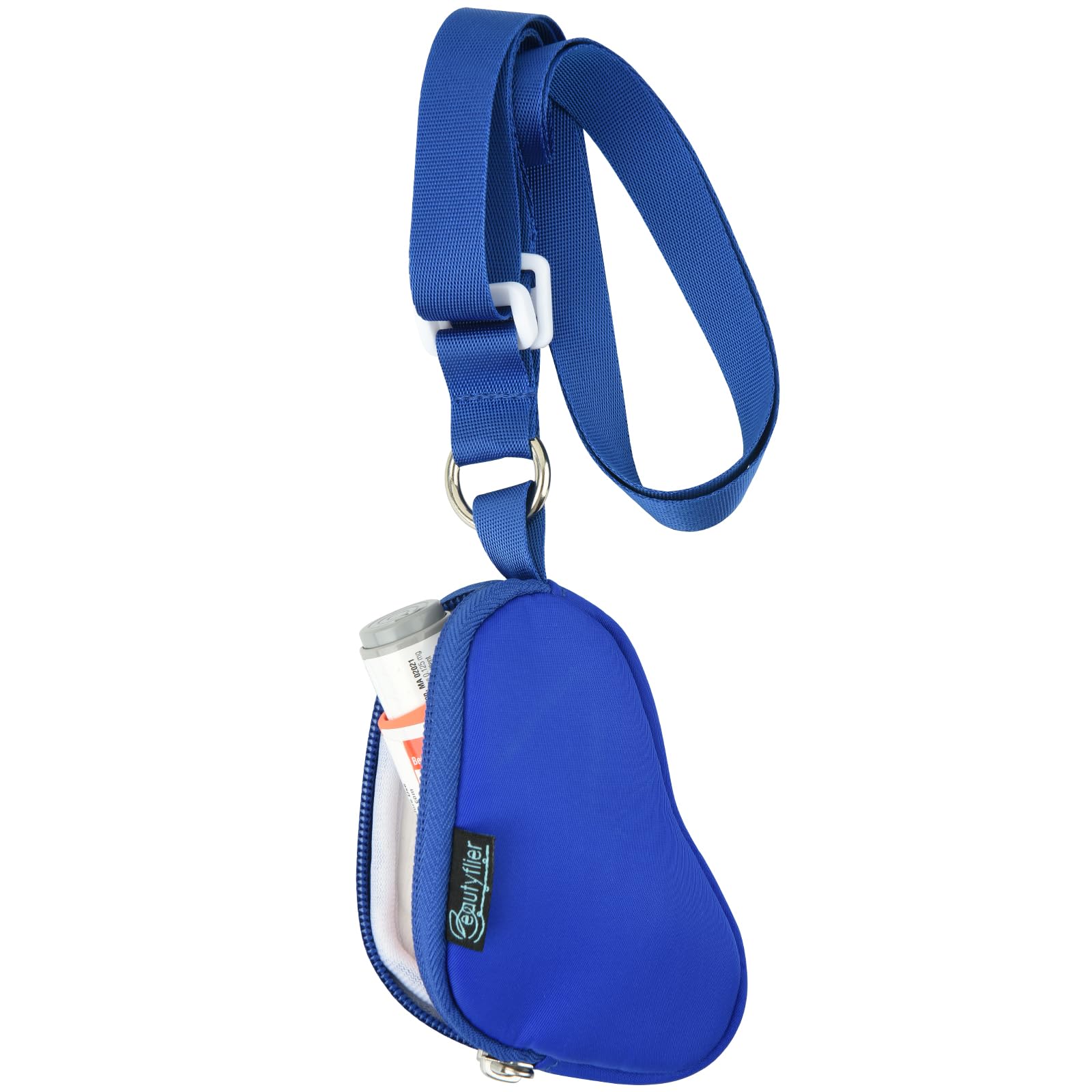 Beautyflier Asthma Inhaler Case Lanyard Holder - Portable Keychain Travel Organizer for Adults & Kids (Blue) - Perfect for School, Work, Gym & Outdoor Activities