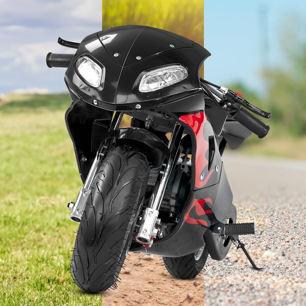 49CC 2-Stroke Mini Gas Motorbike - Off Road Trail Bike with Dual Headlights for Adults